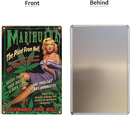 Miniatura 3 de Cartel de metal 420 de marihuana de la película de cannabis Pin Up Girl Decor Garage Decor Wall Art de 16 x 12 pulgadas