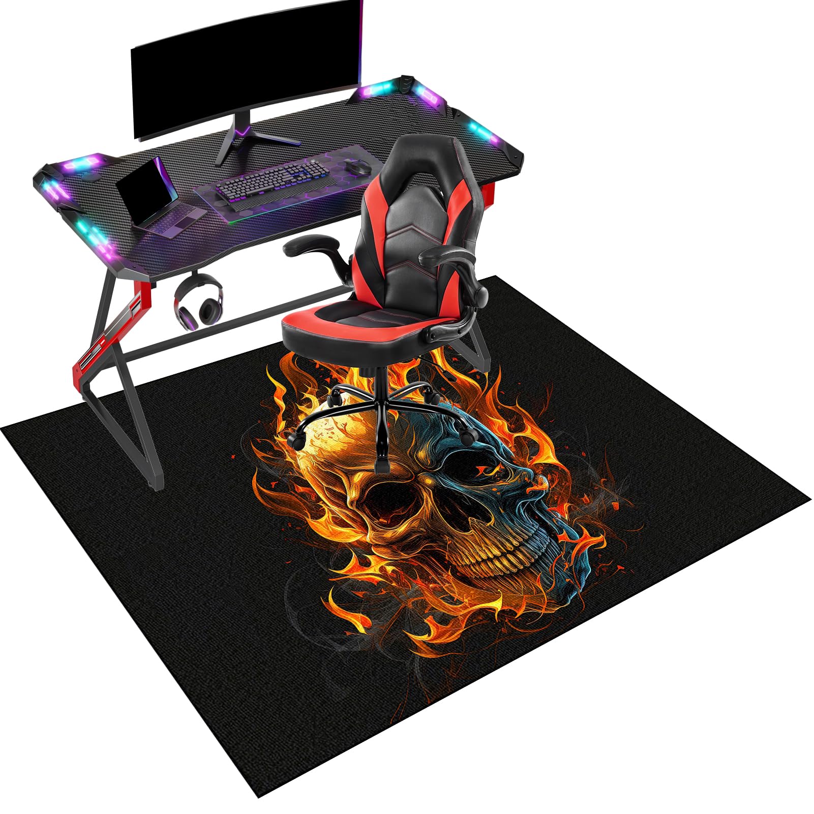 Office Chair Mat for Carpeted and Hardwood Floor Protector for Rolling Chair Non-Slip Desk Chair Mat Computer Gaming Chair Mat Low Pile Carpet Protector Mat, Floor Mat for Office Chair 100 x 120 cm