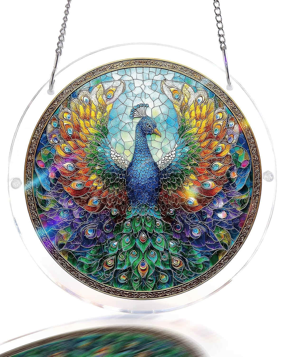 Peacock of Radiance Acrylic Jigsaw Puzzles Suncatcher, 8.9 Inch Window Hanging Suncatcher Acrylic Puzzle, DIY Home Decor Art Gift