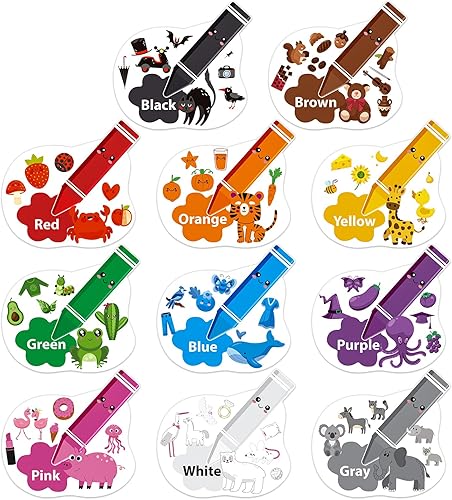 Carteles de color para el aula, juego de 11 tablones de anuncios de color crayón para niños pequeños, carteles de aprendizaje de colores para
