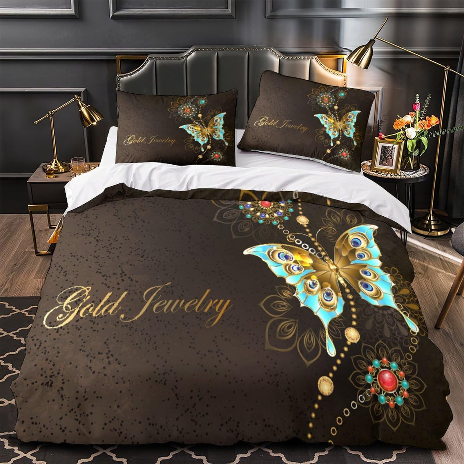 MMDASBVPE Butterfly Design Comforter Cover 3D Design Printed All Season 3 Piece Bedding Set Zipper Ornate Decorative Quilt Cover Ultra Soft Washable for Kids Teens Adults Women Youth King（220x240cm）
