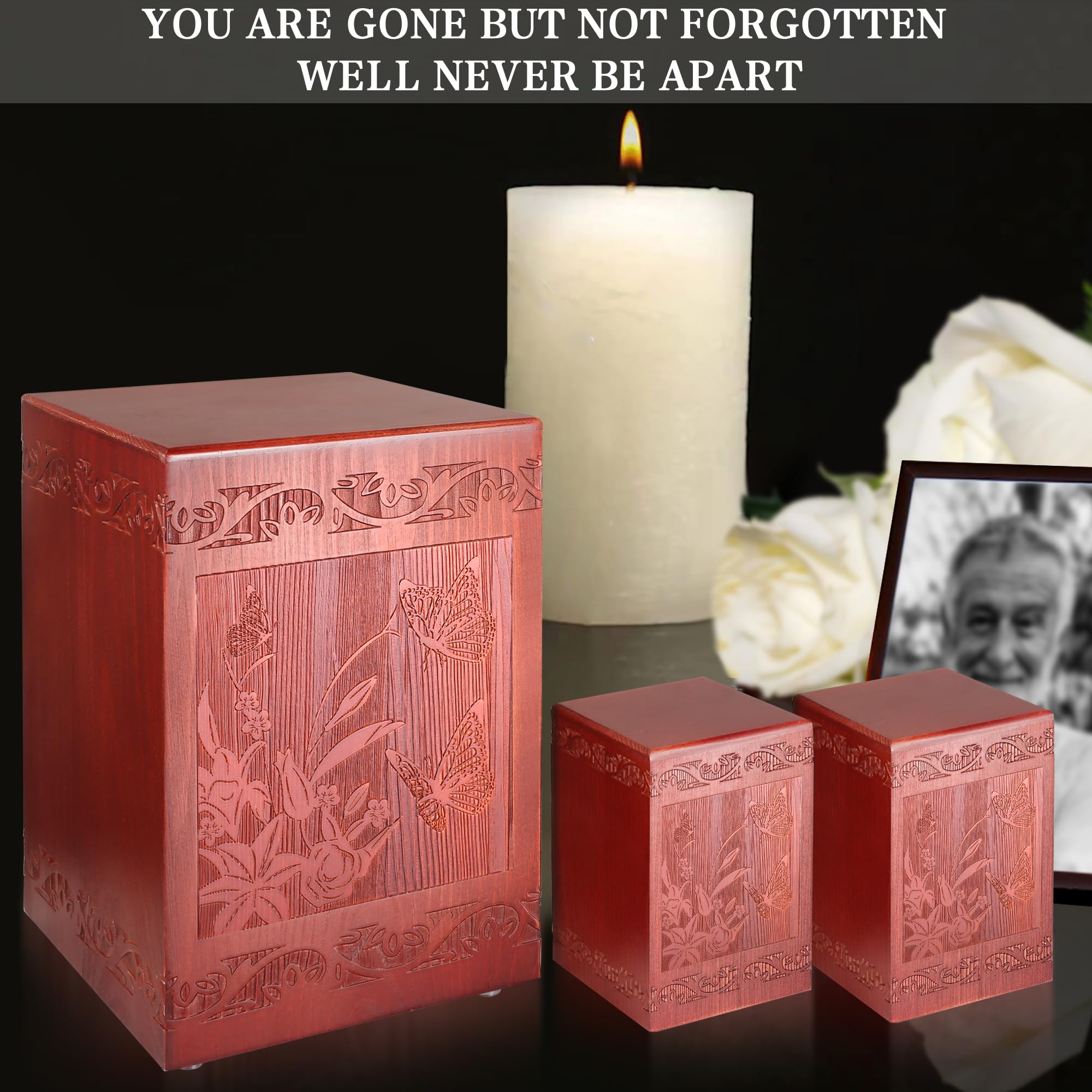 Urna de cremación de madera para humanos, caja decorativa de mariposa grabada a mano de madera, urnas funerarias para adultos, machos y mujeres, entierro o recuerdo conmemorativo, urnas para cenizas,