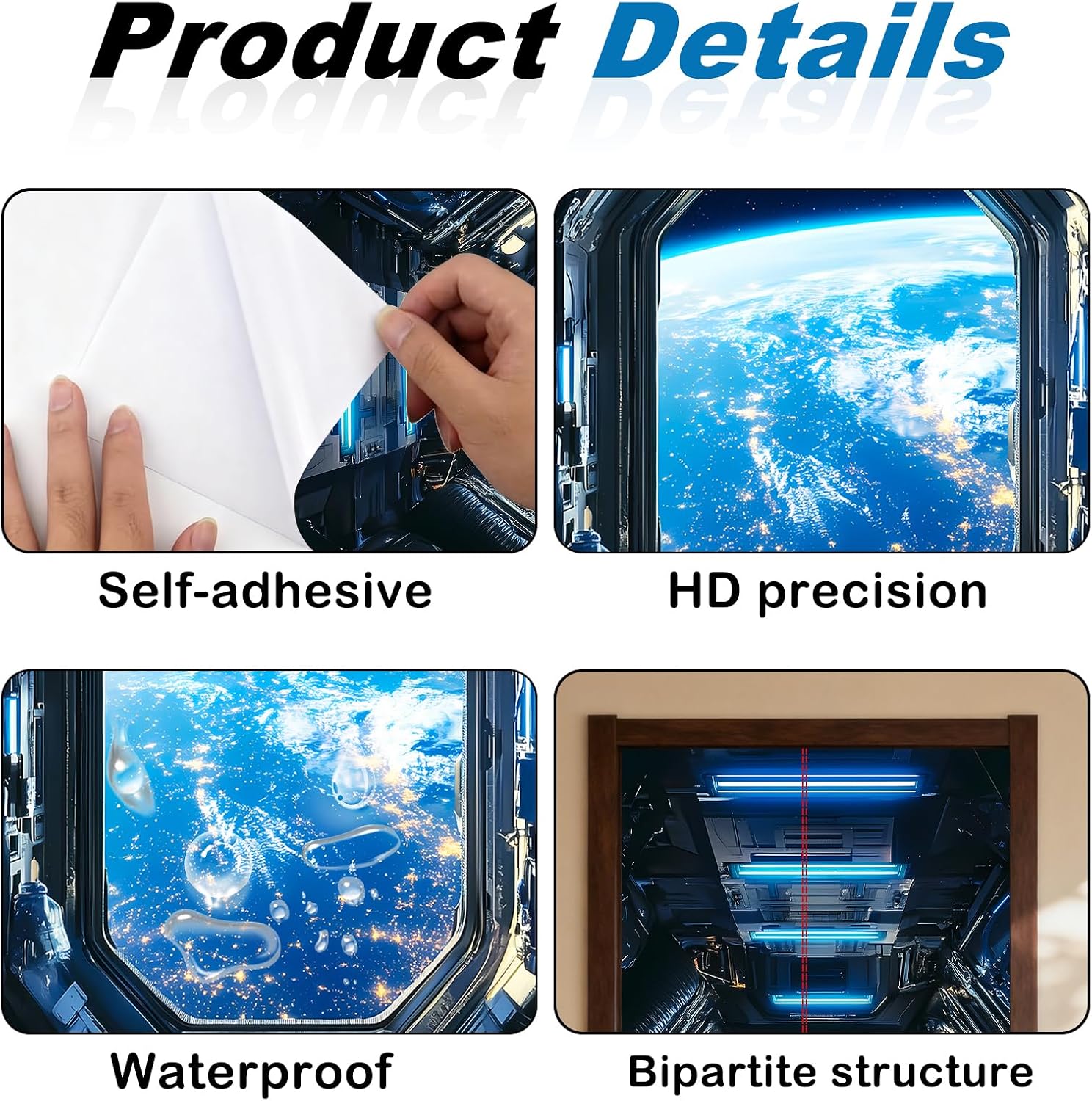 Nuxovilar Space Capsule Earth View Door Stickers Covers Decorative 30.3"×78.7", Door Decor Stickers for Home, Living Room, Bedroom | Sci - Fi Style