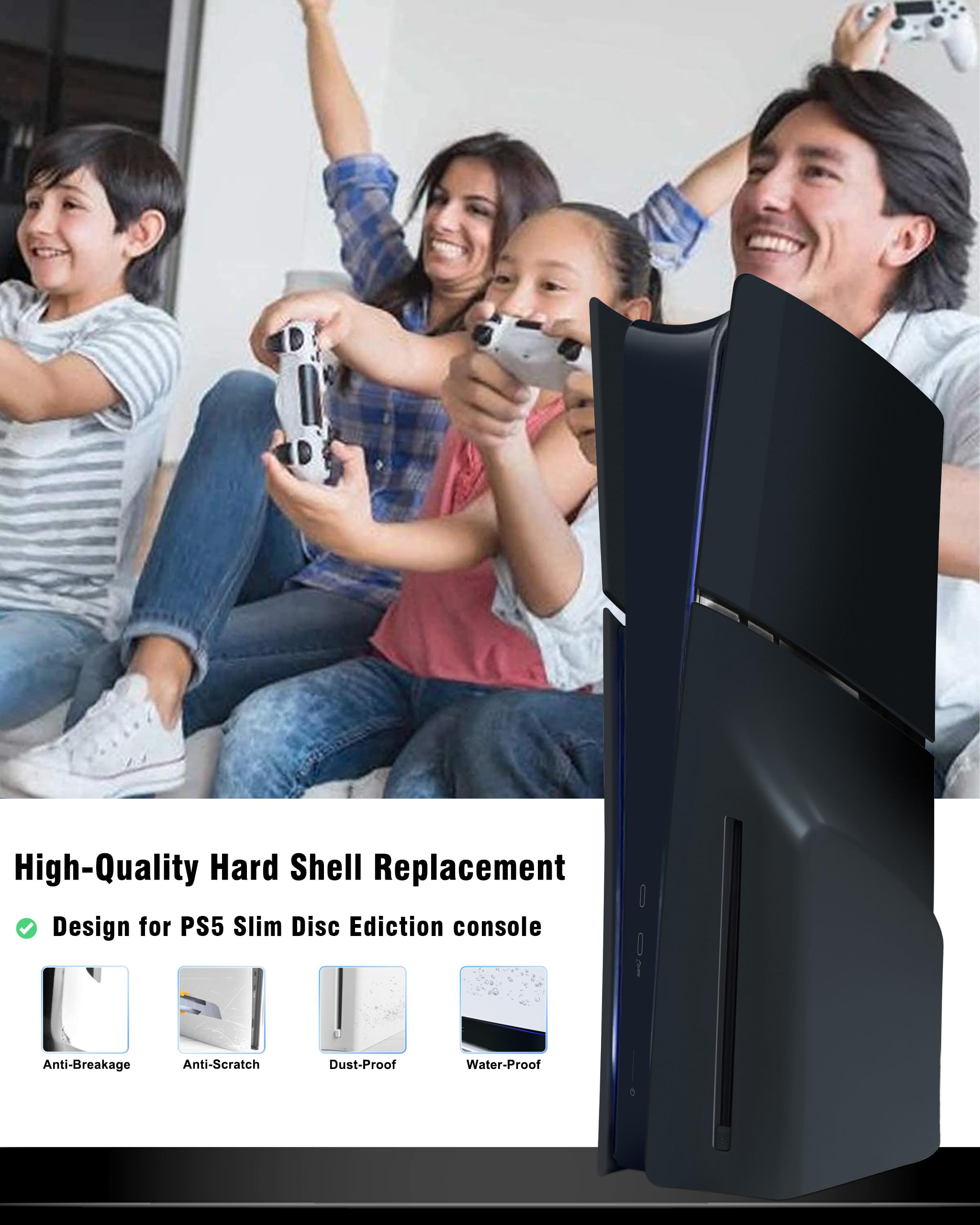 Joso Plaque frontal pour PS5 Slim Disc Edition, boîtier anti-rayures et étanche à la poussière de remplacement, couvercle adapté pour console PS5 Slim, plaques pour accessoires PS5 Slim, installation