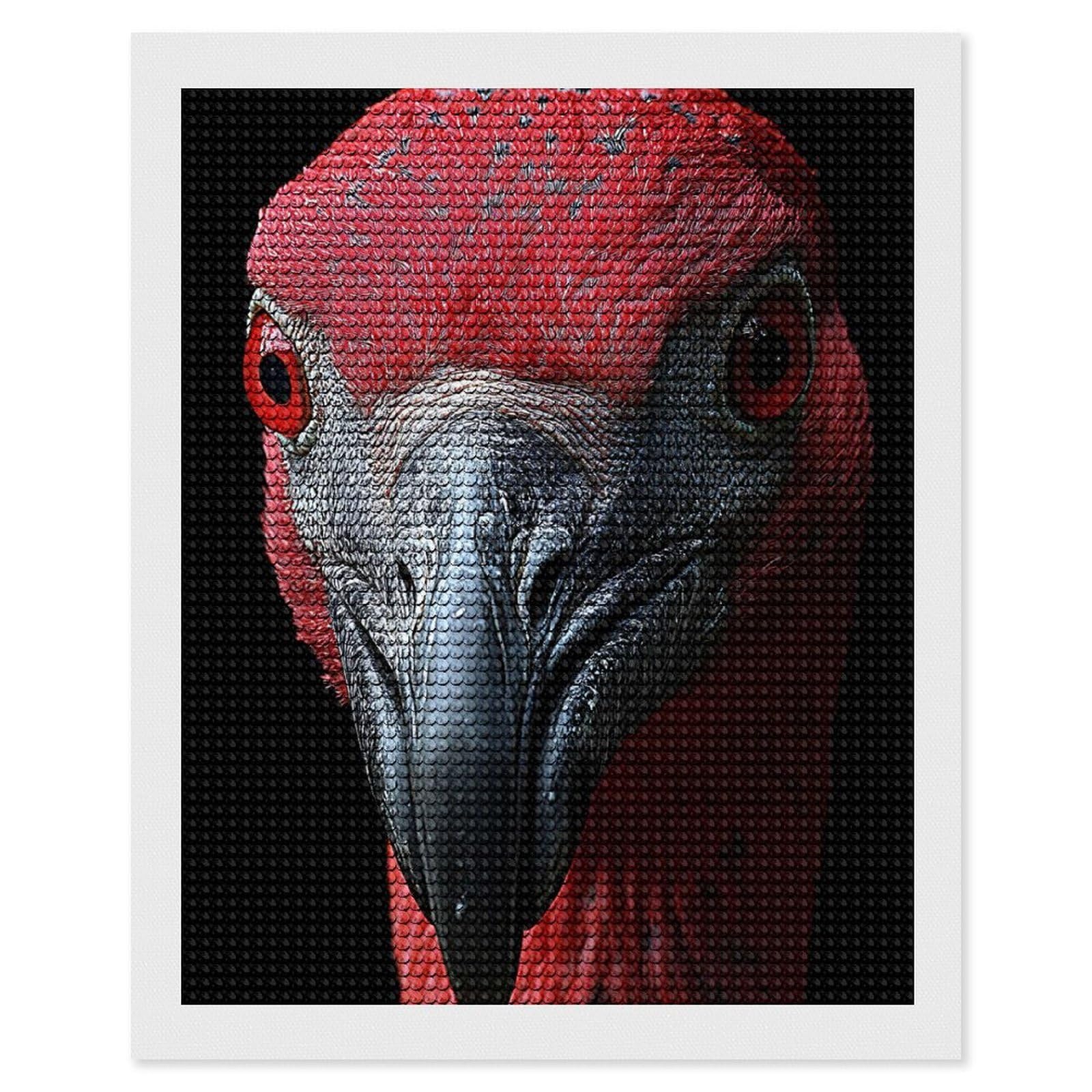 Junmoney Scarlet Ibis Portrait 5D Diamond Painting Kit 16"x20", Relaxing DIY, Mindful Craft Project, Full Kit Included, Thoughtful Present