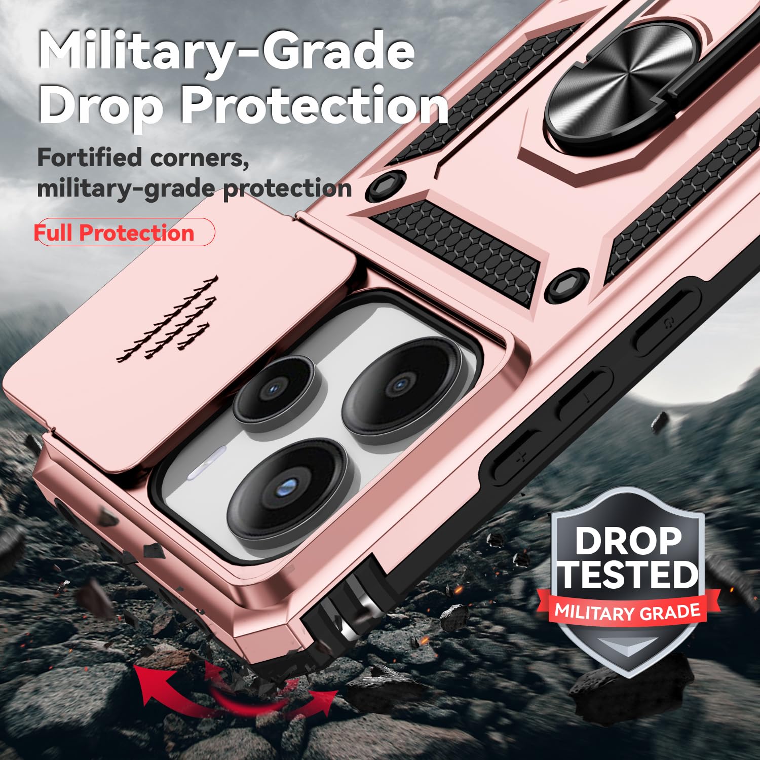 Custodia XINYEXIN Per Xiaomi Redmi Note 14 4G | Traslucida Con Anello Girevole 360° | Antishock E Supporto Magnetico | Army Green - 2