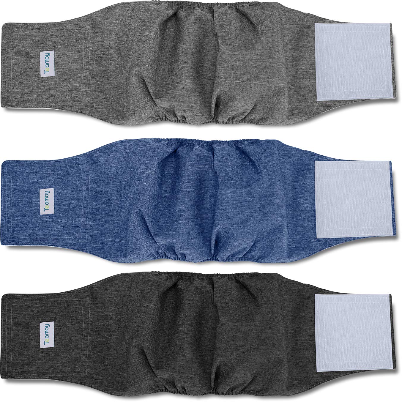 Teamoy 3pcs Reusable Wrap Diapers for Male Dogs Large