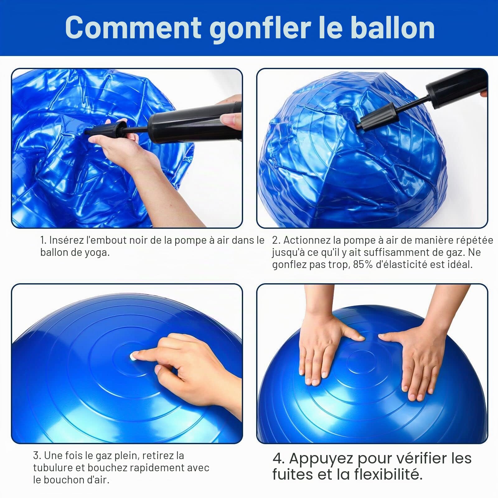 Flintronic Ballon Fitness Anti-Explosif Ultra-Épais avec Pompe Pied, Balle de Yoga 65/55cm