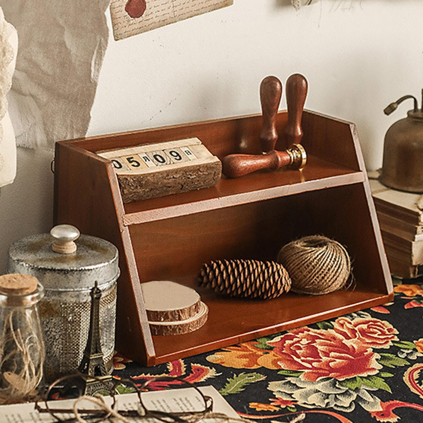 Organizzatore per Trucchi, Organizer per Prodotti per La Cura Della Pelle, Supporto Compatto, Regalo, Contenitore per Cosmetici, Scaffale in Legno per