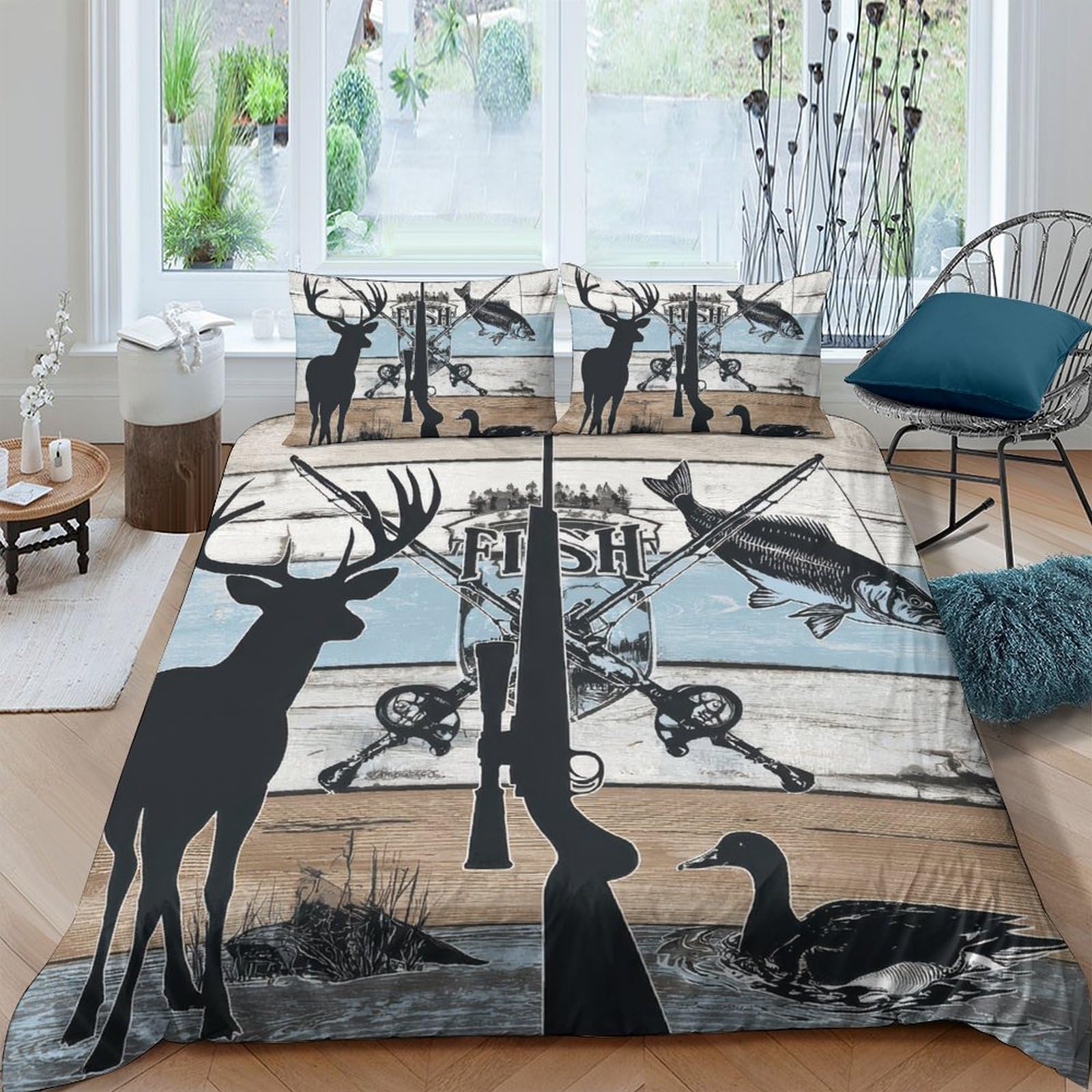 Ctjqhvkz Style-6 3D Printed Forest Deer Fitted Sheet Microfiber Soft Woodland Duck Mattress Cover For Bedroom Guest Room Decor Single（135X200cm）
