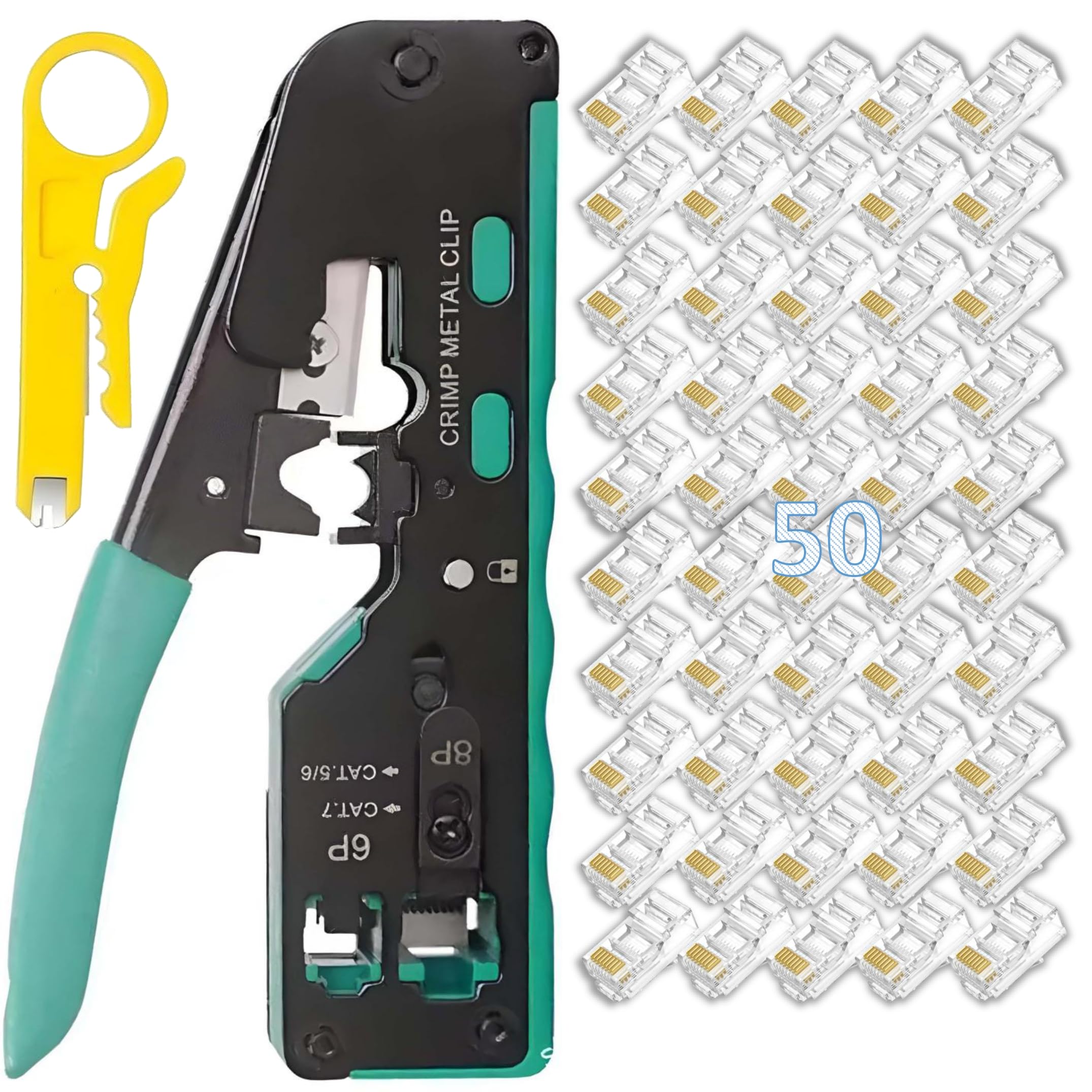RJ45 Pass Through Crimping tool kit Compatible With Ethernet & Telephone Cable Crimp for Cat5 Cat5e Cat6 Cat6A Cat7 lan network wire and RJ11 RJ12 STP/UTP (Combo-4)-image-14