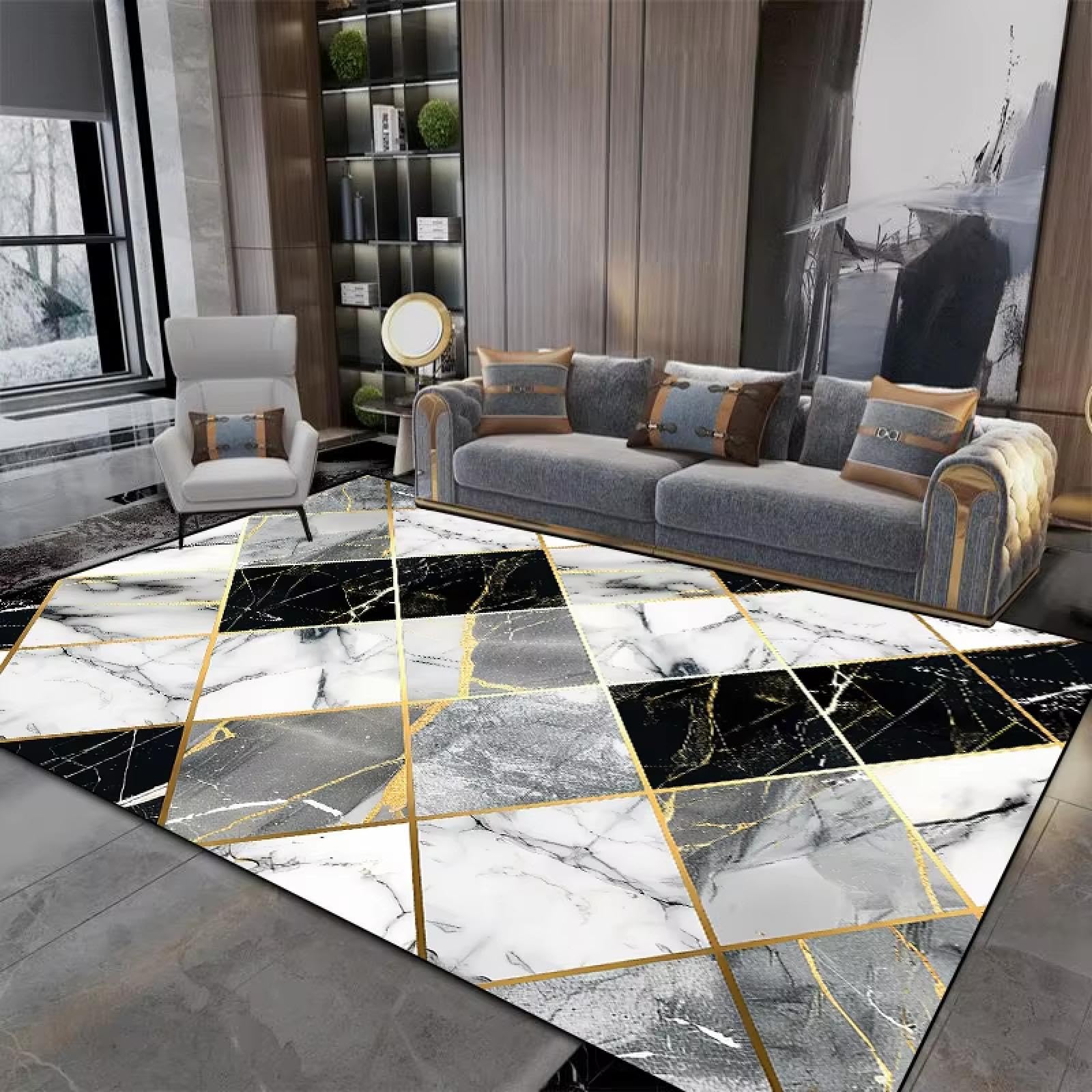 Alfombras modernas de mármol abstractas de 80x120cm antideslizantes para pasillos grandes