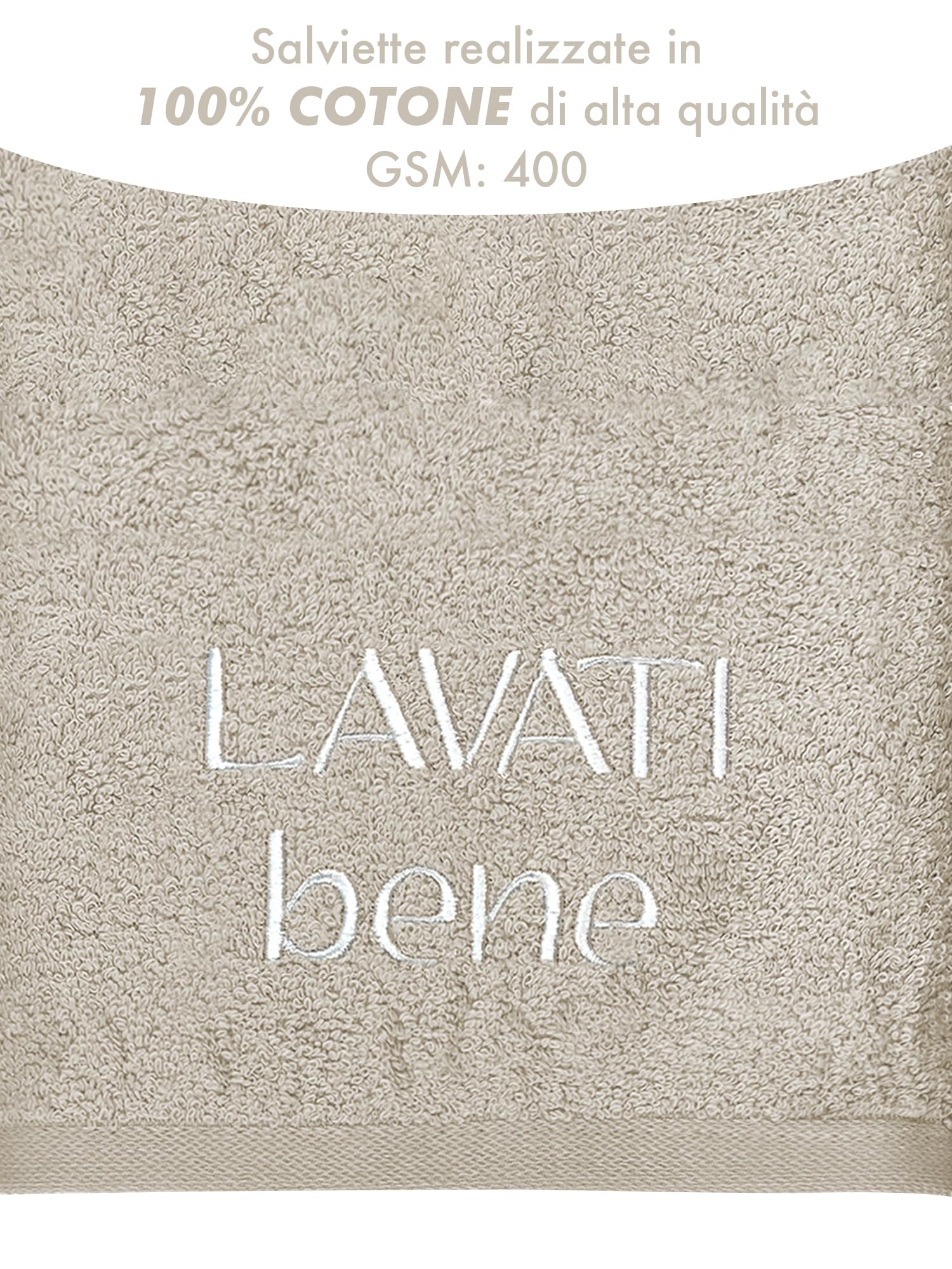 IlGruppone Asciugamani Bagno 100% Spugna Puro Cotone 450 Gr Super Morbide Bicolore 6 Pezzi 3 Salvietta Viso 3 Asciugamano Ospite Mani Qualità Salviette - Beige
