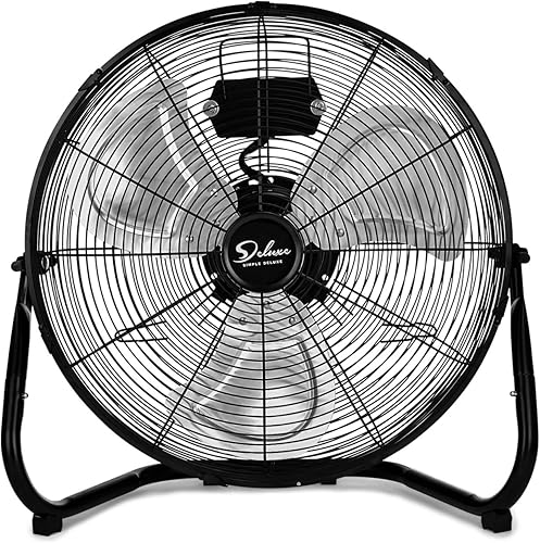 Simple Deluxe Ventiladores de piso industriales de metal resistente de alta velocidad de 20 pulgadas 3 velocidades color negro 20 pulgadas