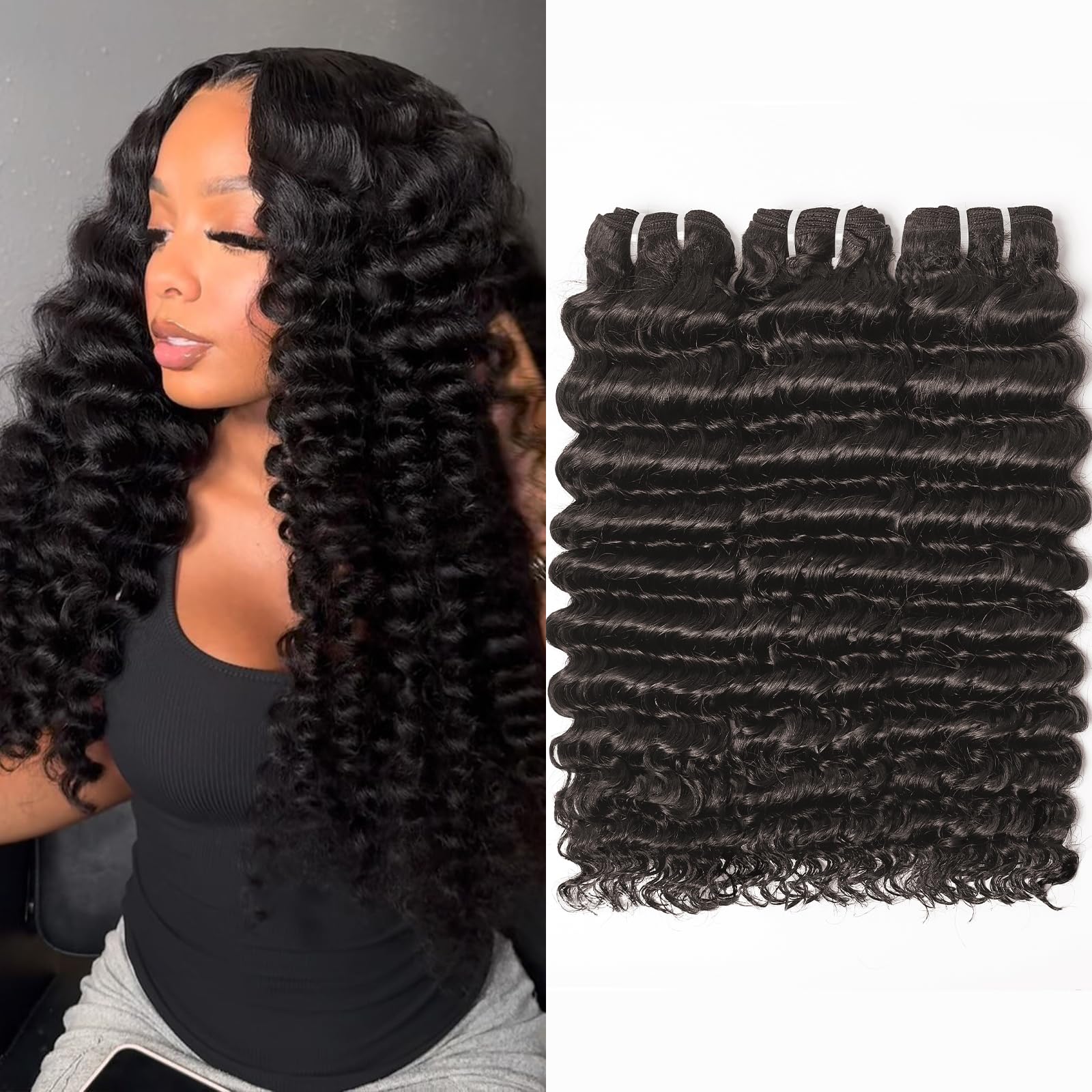NWT, in original packaging 18” and 16” wavy 100% human hair extensions Body Wave Human Hair Bundles (16 18 20 Inch) - Brazilian  main image 3