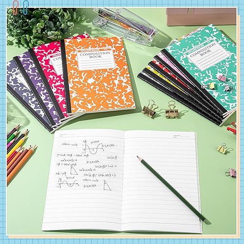 Miniatura 5 de Fainne Paquete de 60 cuadernos de composición con rayas universitarias A5, cuadernos de mármol a granel, 30 hojas (60 páginas) para estudiantes,