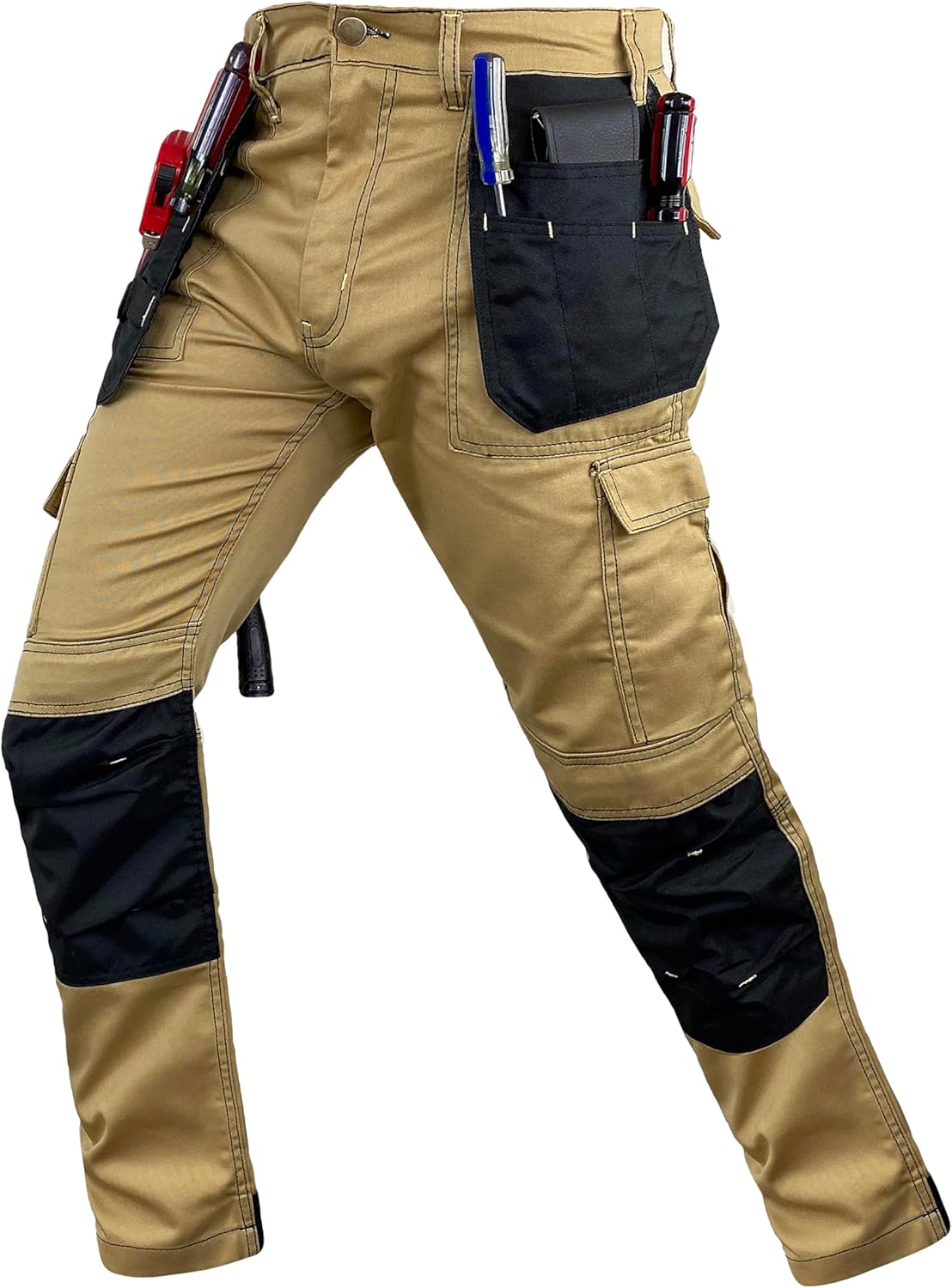 Notus Men’s Construction Tactical Carpenter Multi-Pockets Cordura Knee and Holster Pockets Reinforced Work Pants