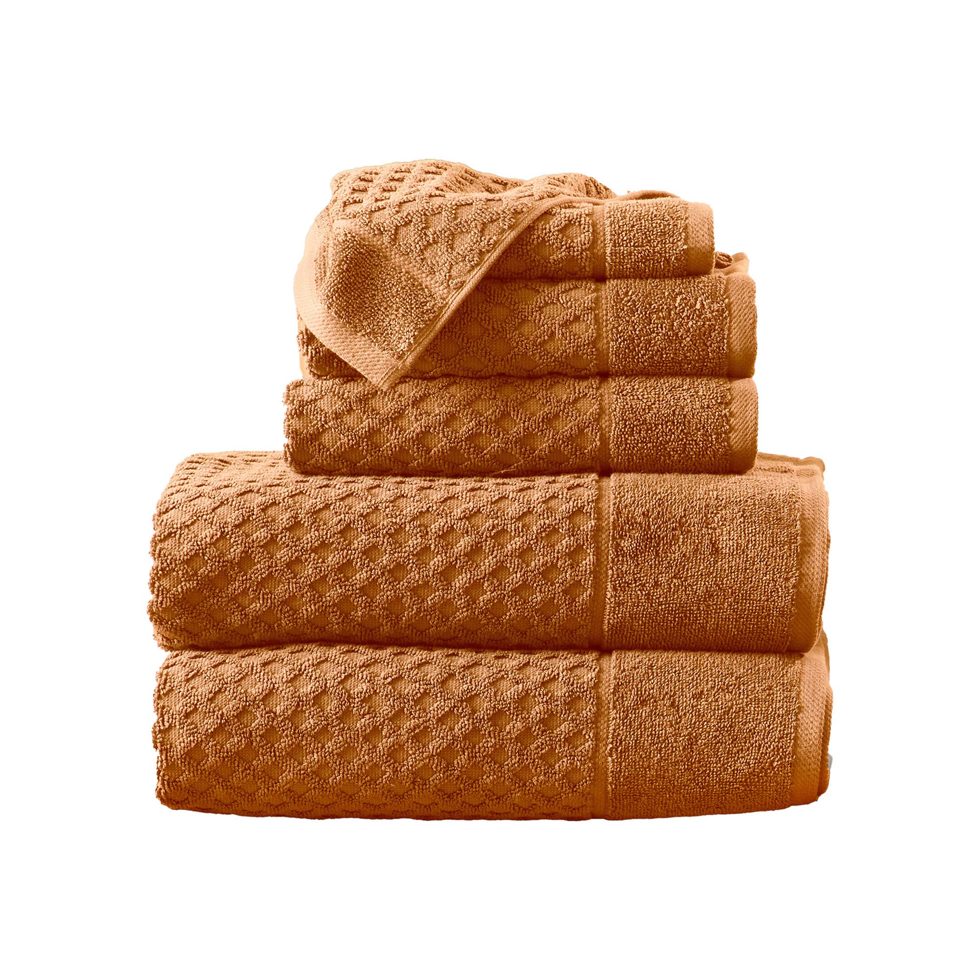 Great Bay Home Orange Bath Towels - 100% Cotton 6 Piece Towel Set - 2 Bath Towels, 2 Hand Towels, 2 Washcloths - Absorbent, Durable, Quick-Dry Towels for Bathroom (Copper)