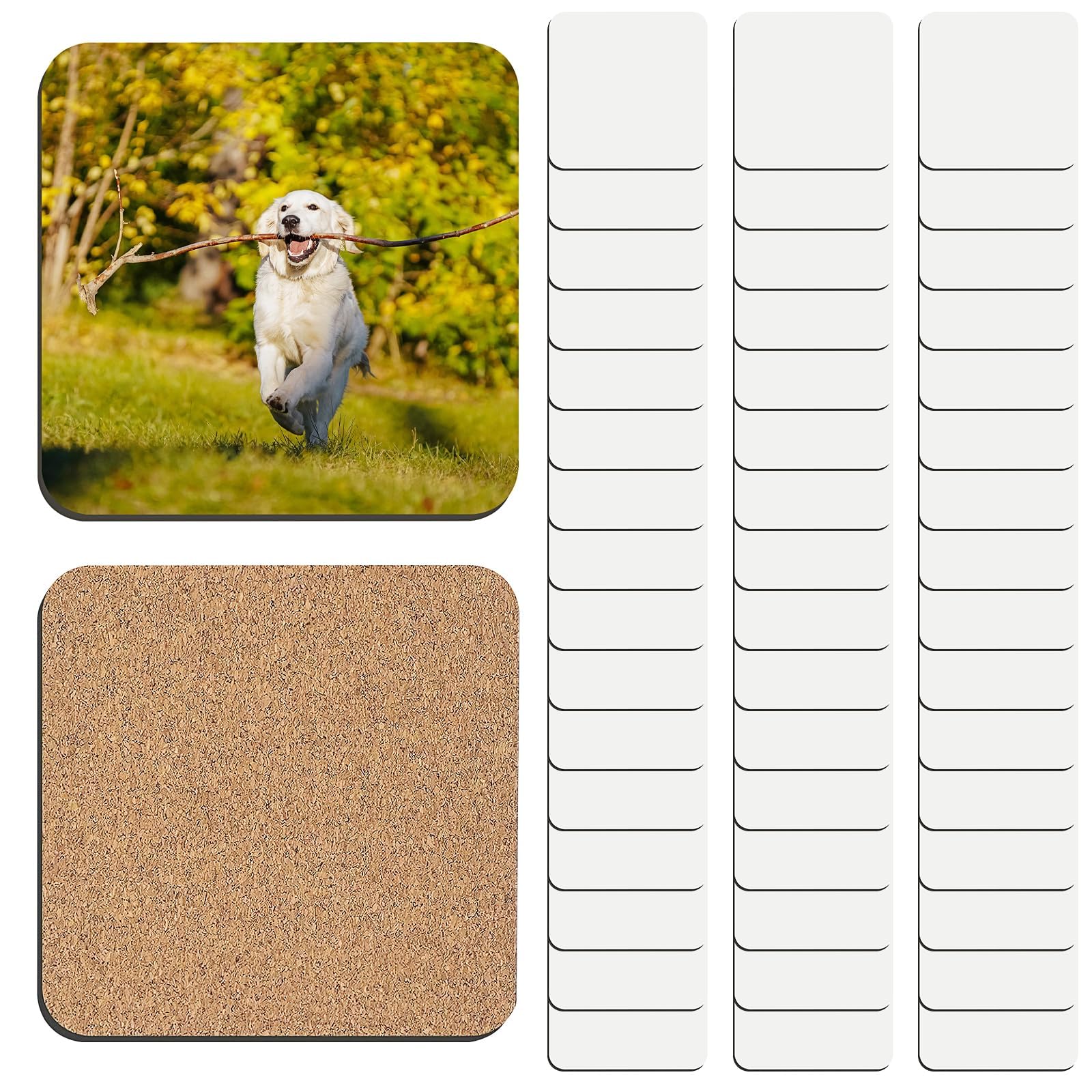 48 posavasos de sublimación de 9,8 x 9,8 cm, cuadrados de MDF en blanco con parte trasera de corcho, posavasos personalizables para manualidades, pintar y decorar