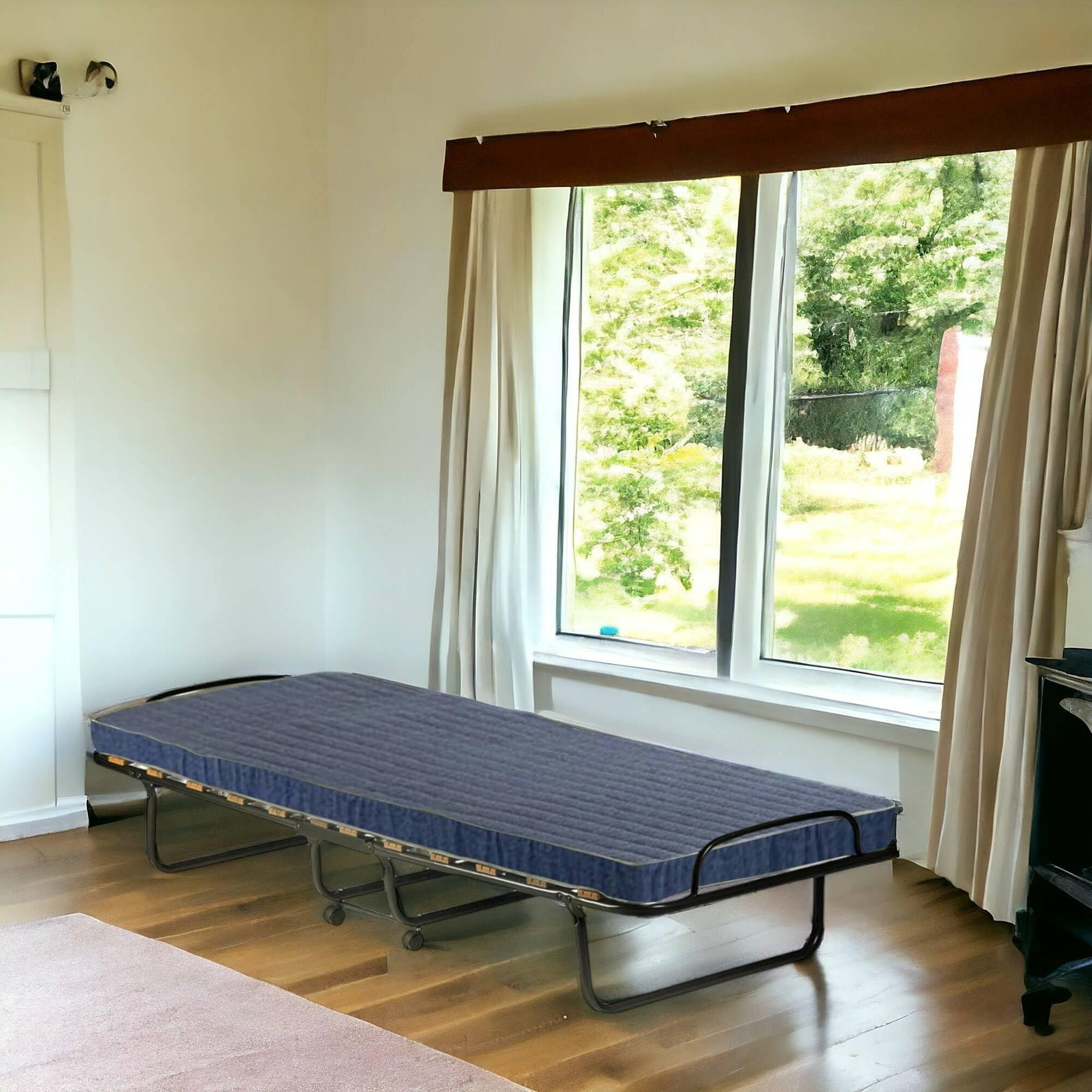 Talamo Italia - Klappbett Piera, platzsparendes Feldbett mit 15-Lattenrost, inklusive Schutzhülle, 100% Made in Italy, 80x200h40 cm, inklusive Memory-Matratze