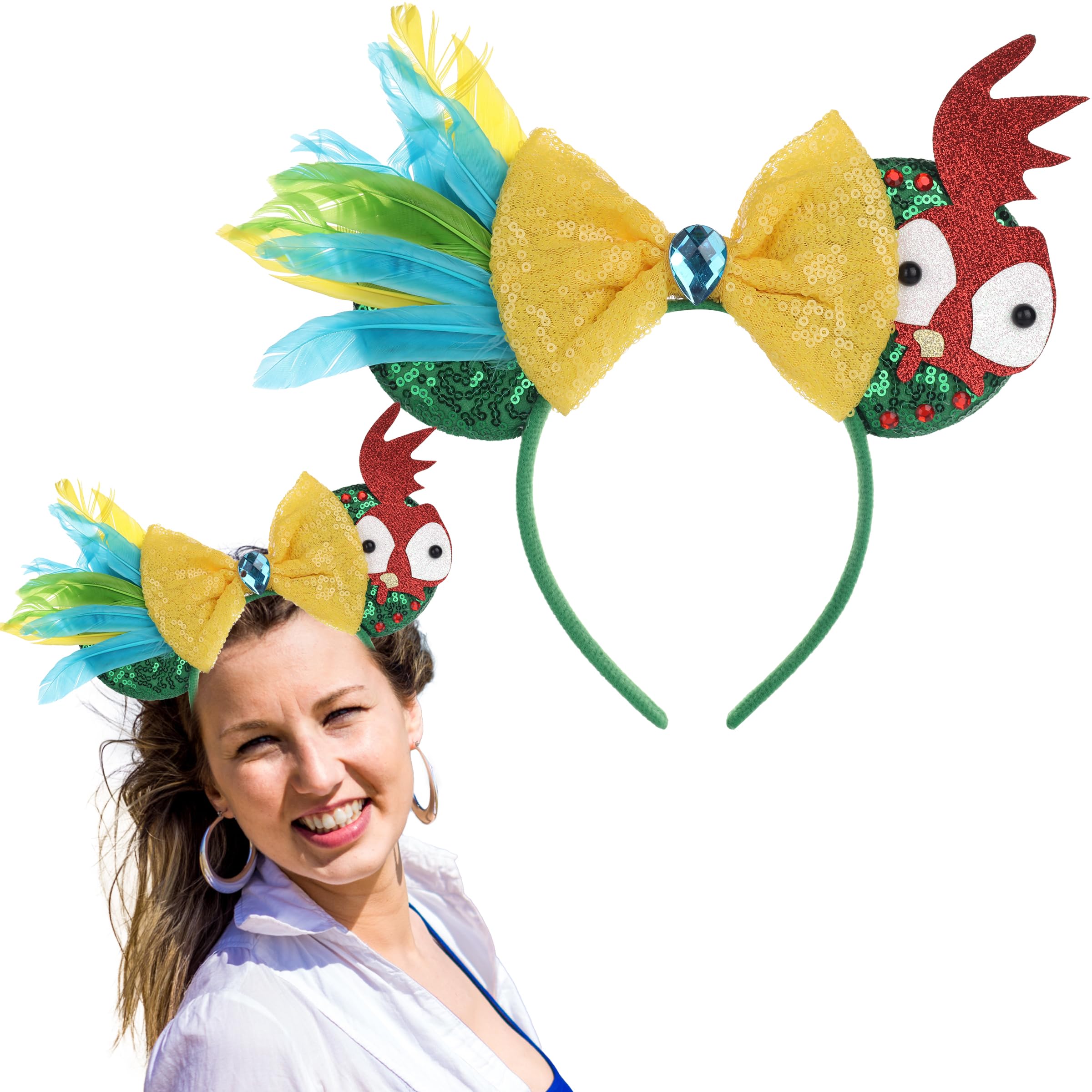 TINVSKQQKJ Princess Mouse Ears Headband for Women Adult,Crown & Star Sequin Mouse Ears Cute Park Ears