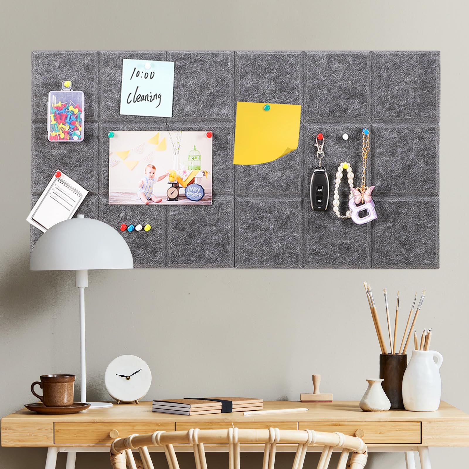 8 Piezas Tablón de Anuncios de Fieltro Autoadhesivo 30x30cm