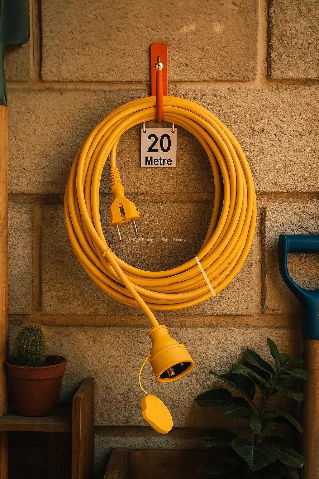 Proalet Seyyar Uzatma Kablosu, Erkek ve Dişi Fiş Kaplinli, Kapaklı Prizli, 3x2.5 mm, Kalın Kablo, Bahçe, Şantiye, Atölye ve Dış Mekan Kullanımına Uygun, Güvenli Güç Bağlantı Kablosu (20 Metre)