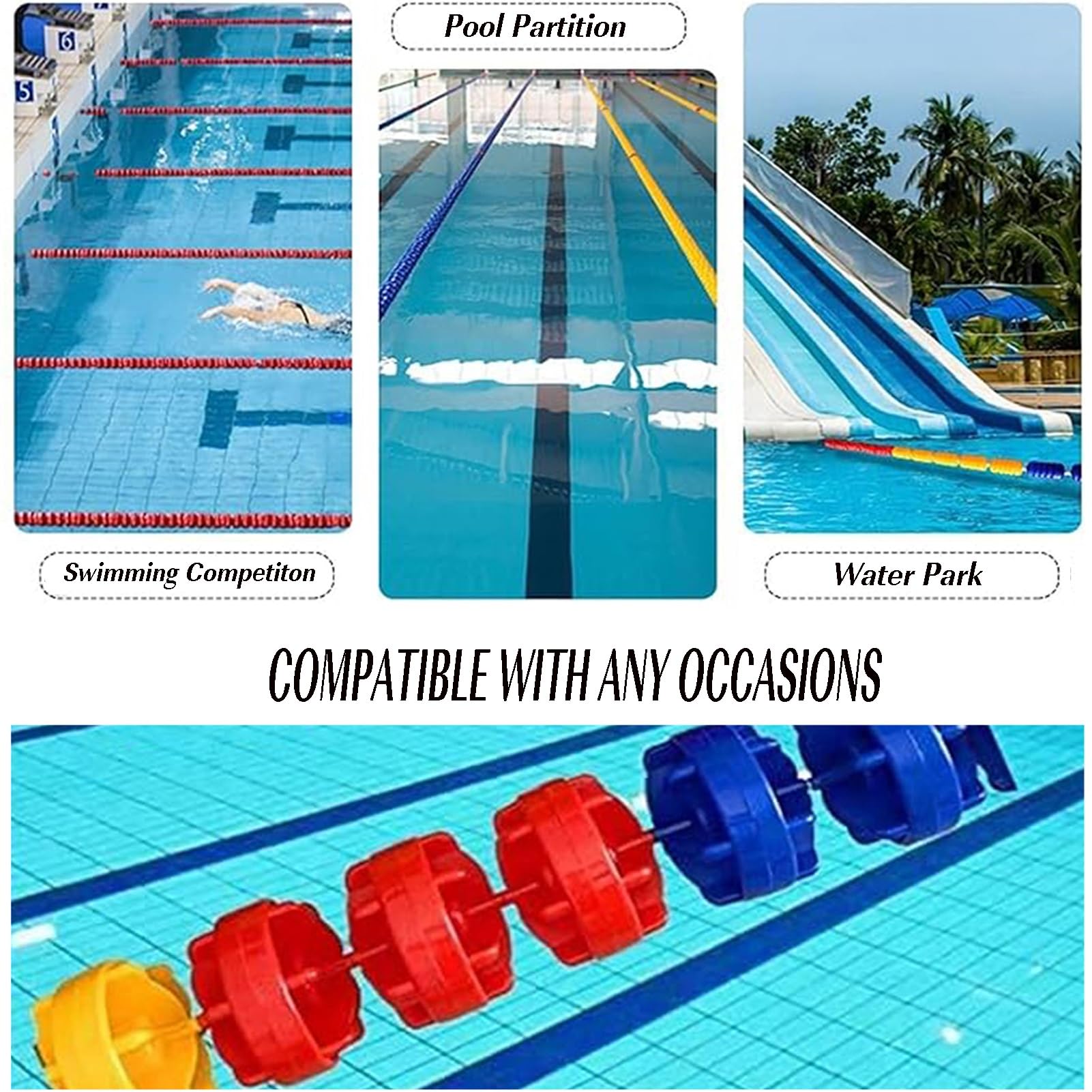 Corda divisoria di sicurezza per piscina, resistente recinzione di sicurezza galleggiante da 3 m, accessori essenziali per la sicurezza dei bambini, divisorio in nylon per una maggiore sicurezza e