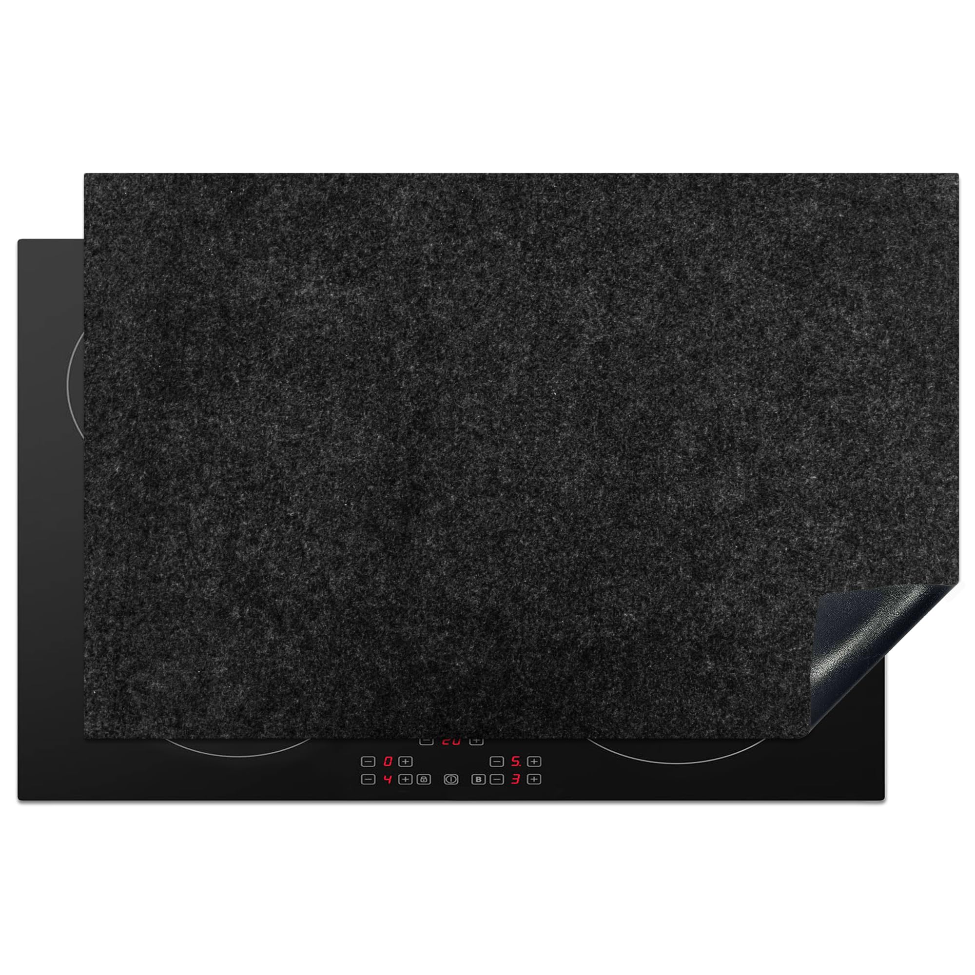KitchenYeah© Induction Hob Protector Mat 20.5"x31.9" / 81.2x52 cm Stove Cap Top Cover Kitchen Cooker Covers for Electric Hobs Vinyl Granite - Black - Granite Structure - Dark