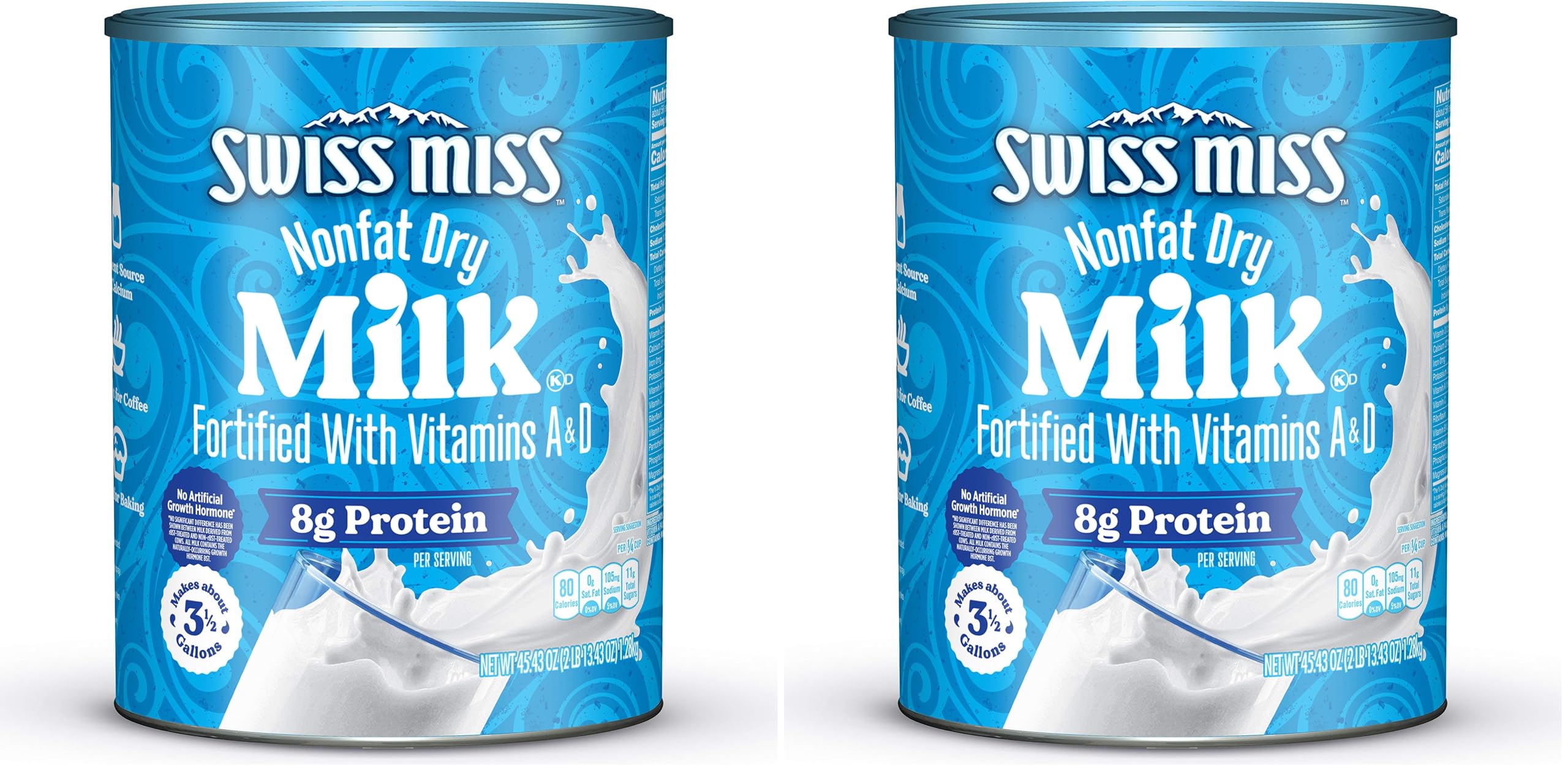 Nonfat Dry Milk With Vitamins A and D, Makes Over 3 Gallons, 45.43 oz.(Pack of 2)