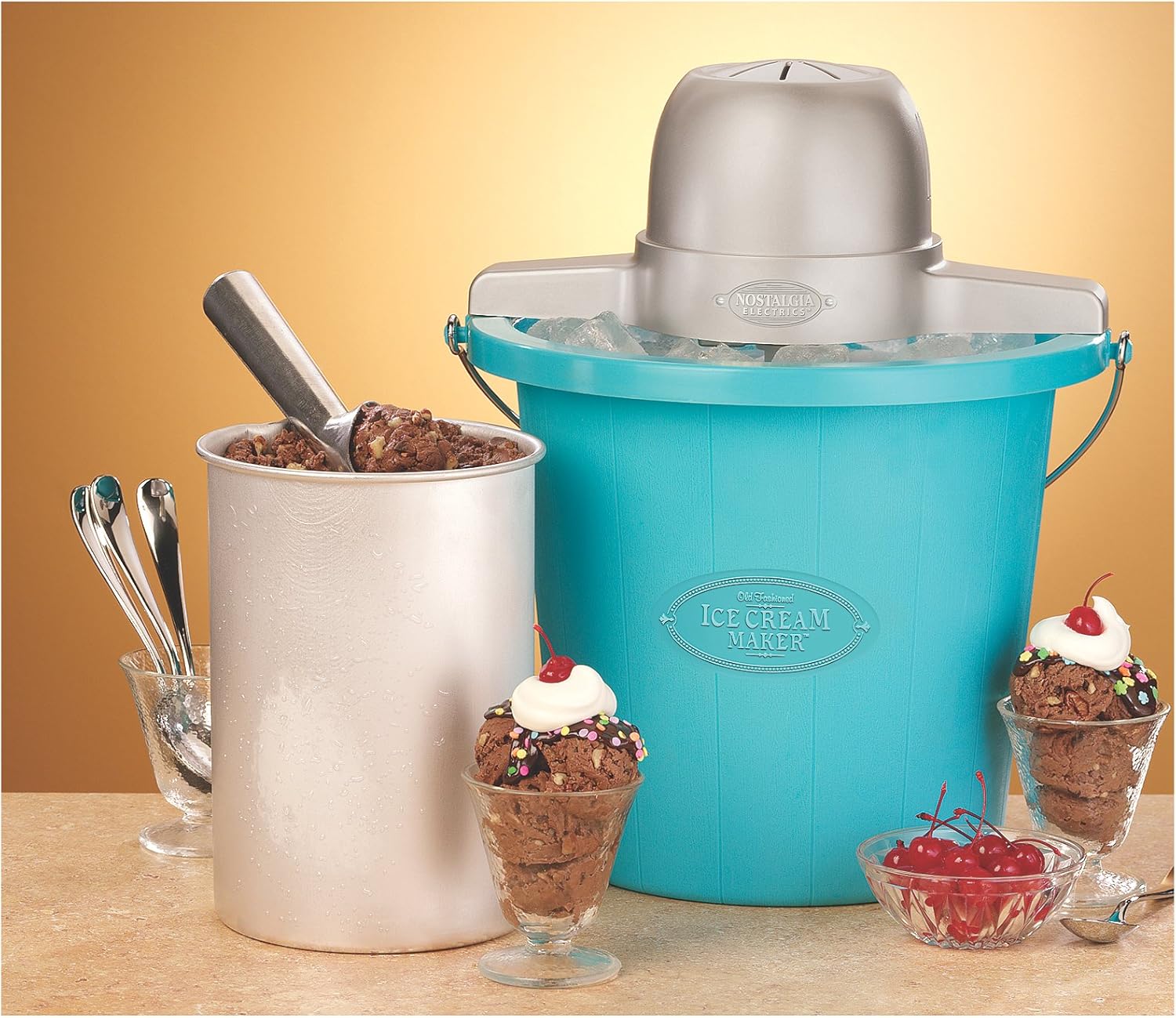 Nostalgia ICMP400BLUE 4Quart Electric Ice Cream Maker