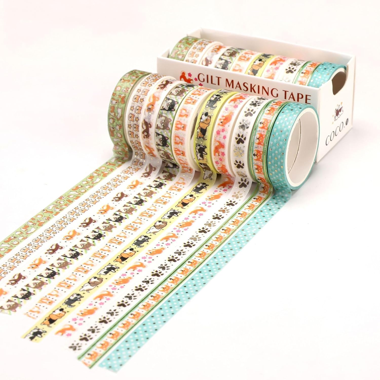 10 Rolls 6.56ft Washi Sticker Set,Pattern Stickers Decorative for Arts DIY Crafts Journal Supplies Scrapbook Card Wrapping