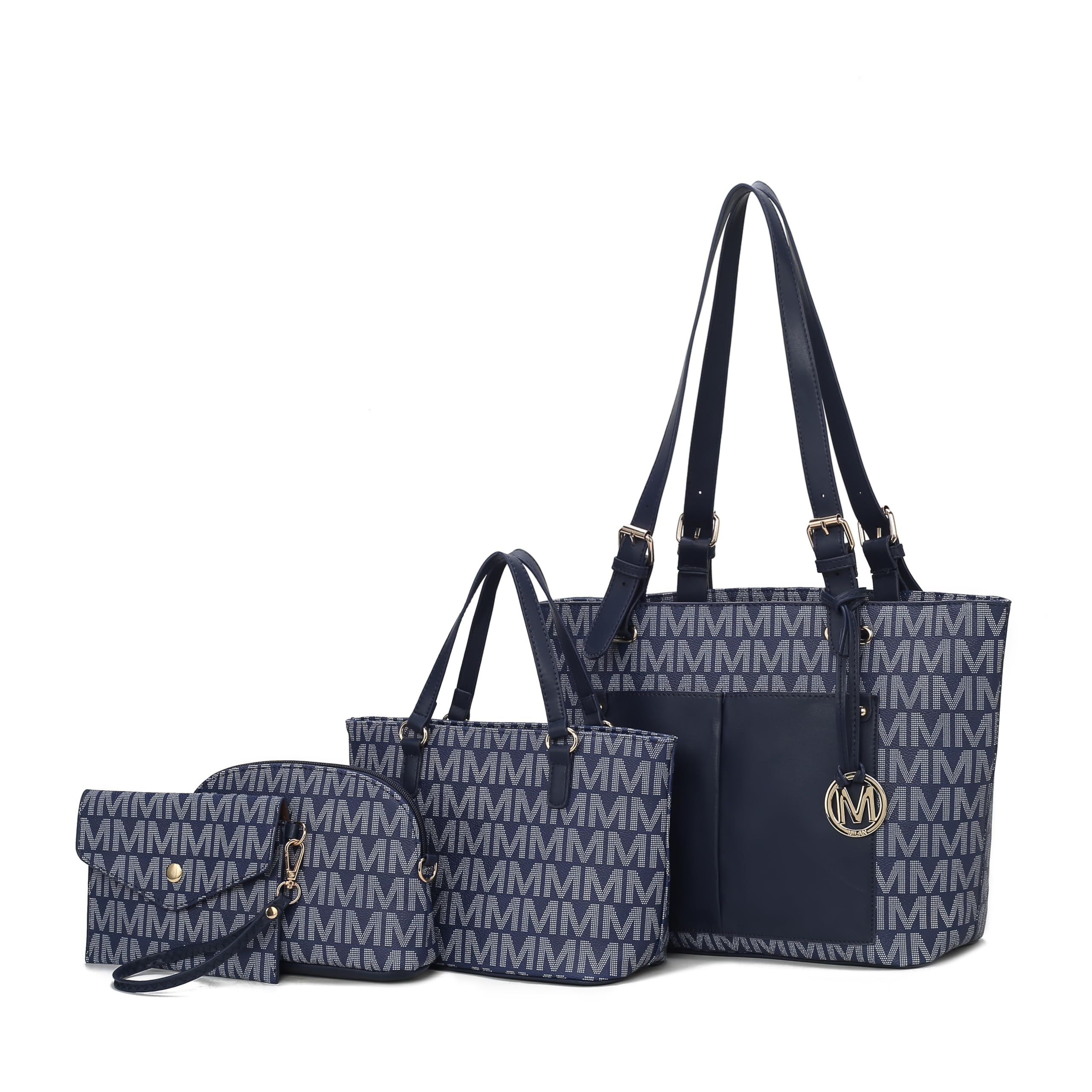 MKF Collection Tote Bag for Women, Shoulder Bag & Wristlet Pouch Top Handle Vegan Leather 4Pcs Set by Mia K