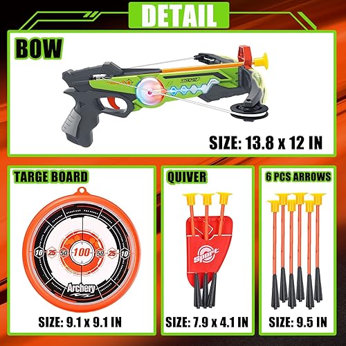 Miniatura 4 de NIDUYONG Bow and Arrow, Light Up LED Crossbow Archery Toy Set, Kids Crossbow Archery with Safe Suction Cup Arrows and Target, Crossbow Game