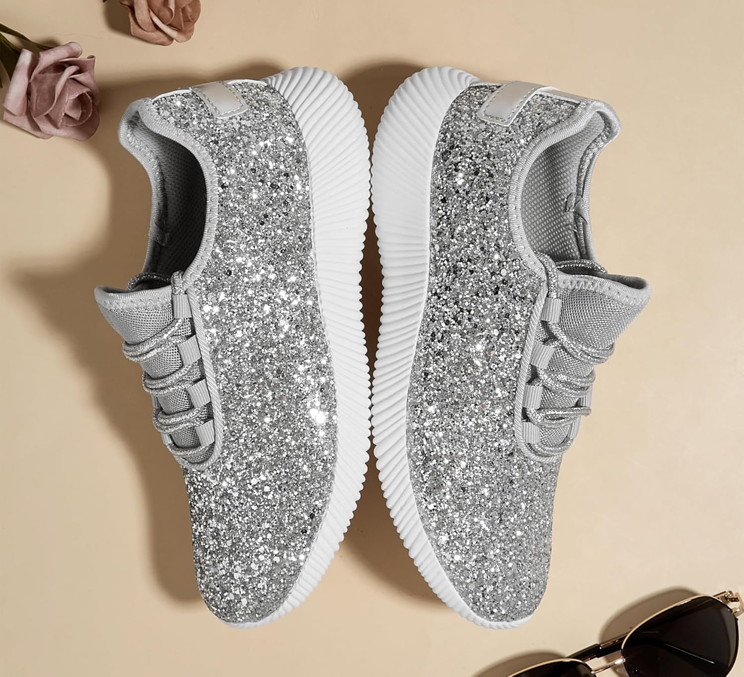 K KIP WOK Fashion Glitter Sneakers for Womens Silp On Running Shoes Lightweigt Tennis Walking Sneakers - Image 3