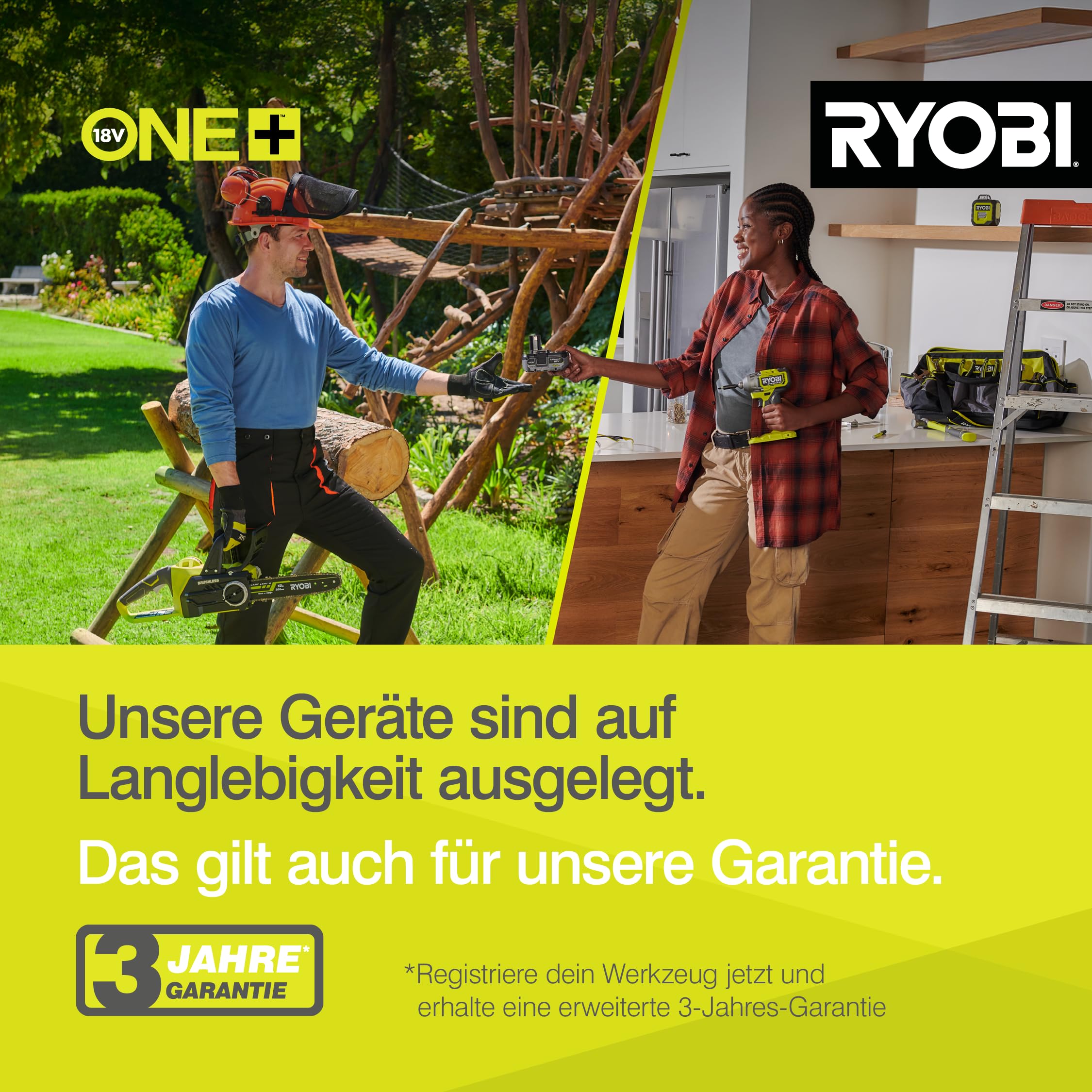 RYOBI 18 V ONE+ Akku-Heckenschere RY18HT50A-0 (Schnittgeschwindigkeit 1350 U/min, Messerlänge 50 cm, 24 mm Messerabstand, ohne Akku & Ladegerät im Karton)