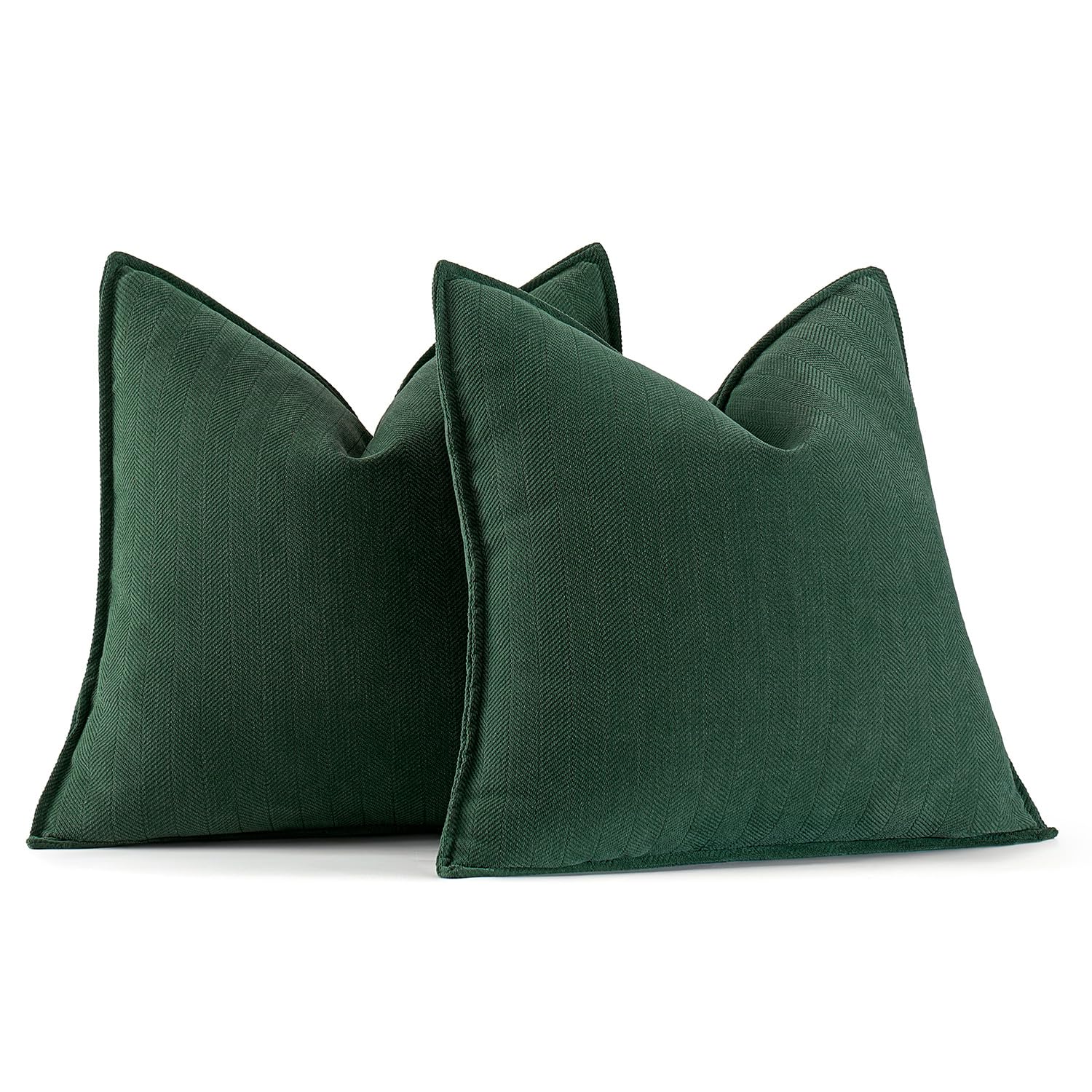 MIULEE 2er Kissenbezug 45x45 Dunkelgrün Chenille Kissenhülle zierkissen