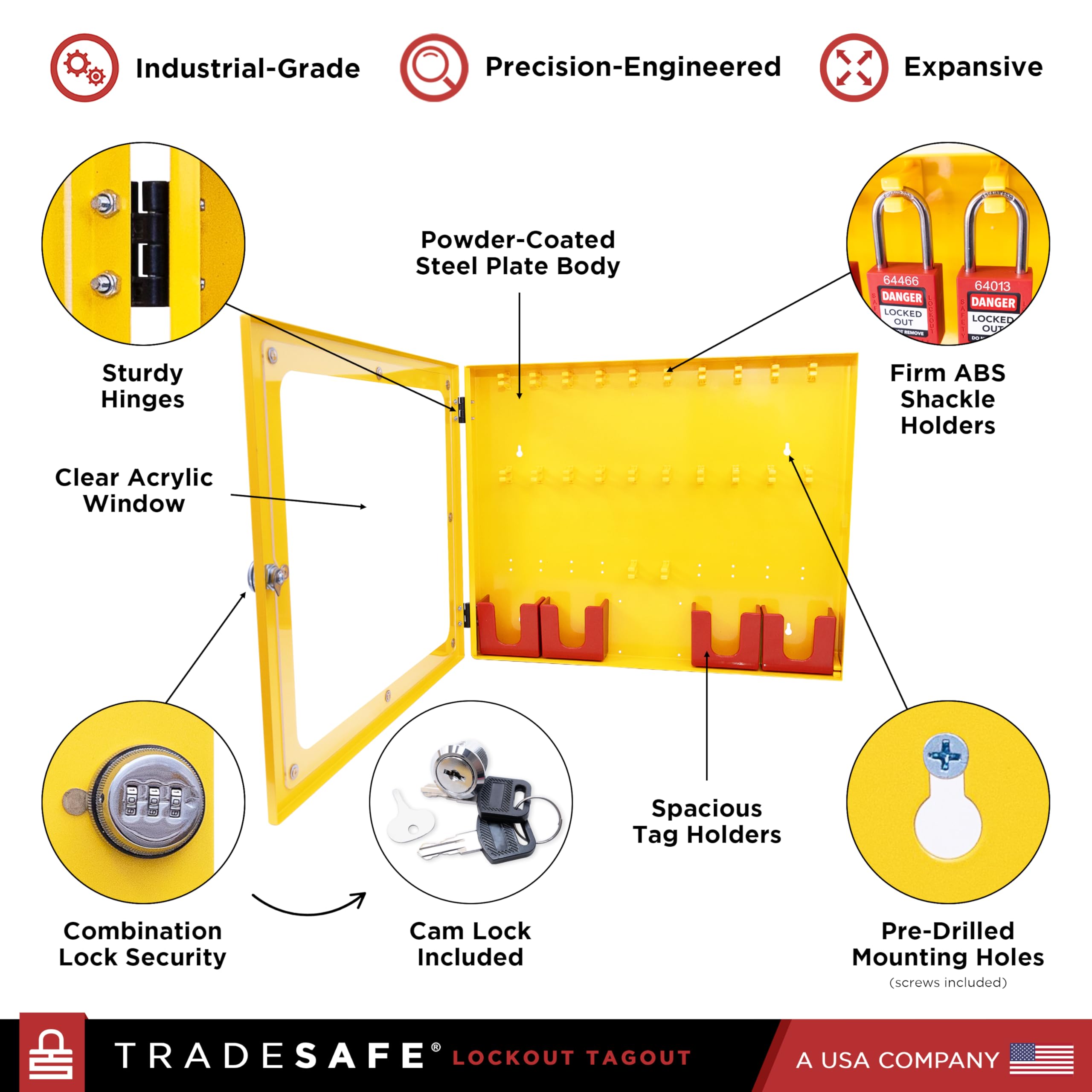 TRADESAFE Estación de etiquetado de bloqueo, estación de etiquetado de bloqueo sin llenar, no incluye dispositivos Loto, kit de montaje en pared, estación de bloqueo 22-1/2 x 18 x 3 pulgadas