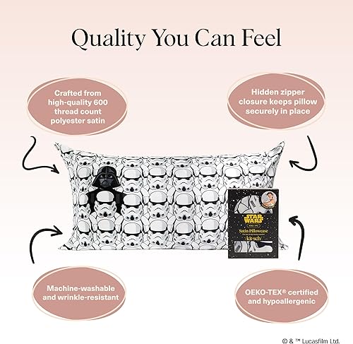 Vista 300 de Kitsch x Elf - Funda de almohada de satén con cremallera de tamaño queen/estándar, para el cabello y la piel, funda más suave que la seda, lavable a