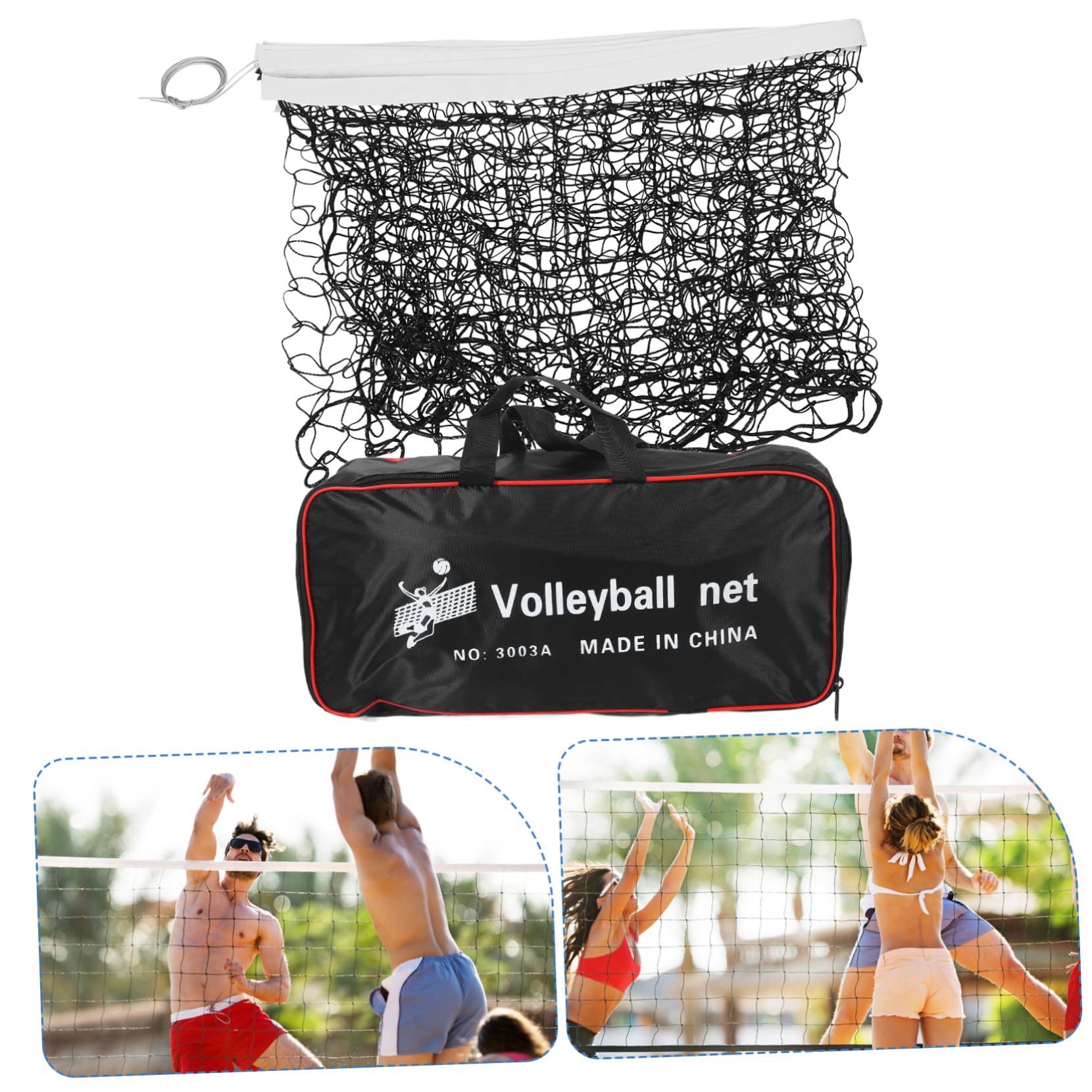 Red de Voleibol Portátil para Playa y Aire Libre, Negra | Plegable, Malla Pequeña, Poliéster, Instalación Sencilla, Incluye Bolsa de Transporte