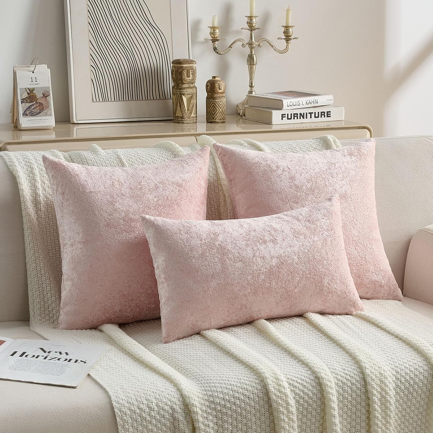 FUTEI Valentine's Day Pink Flannel Throw Pillow Covers 18x18 Inch Set of 2,Soft Crushed Dimensional Textured Cushion Cases,Modern Home Decor for Couch Living Room - Image 4