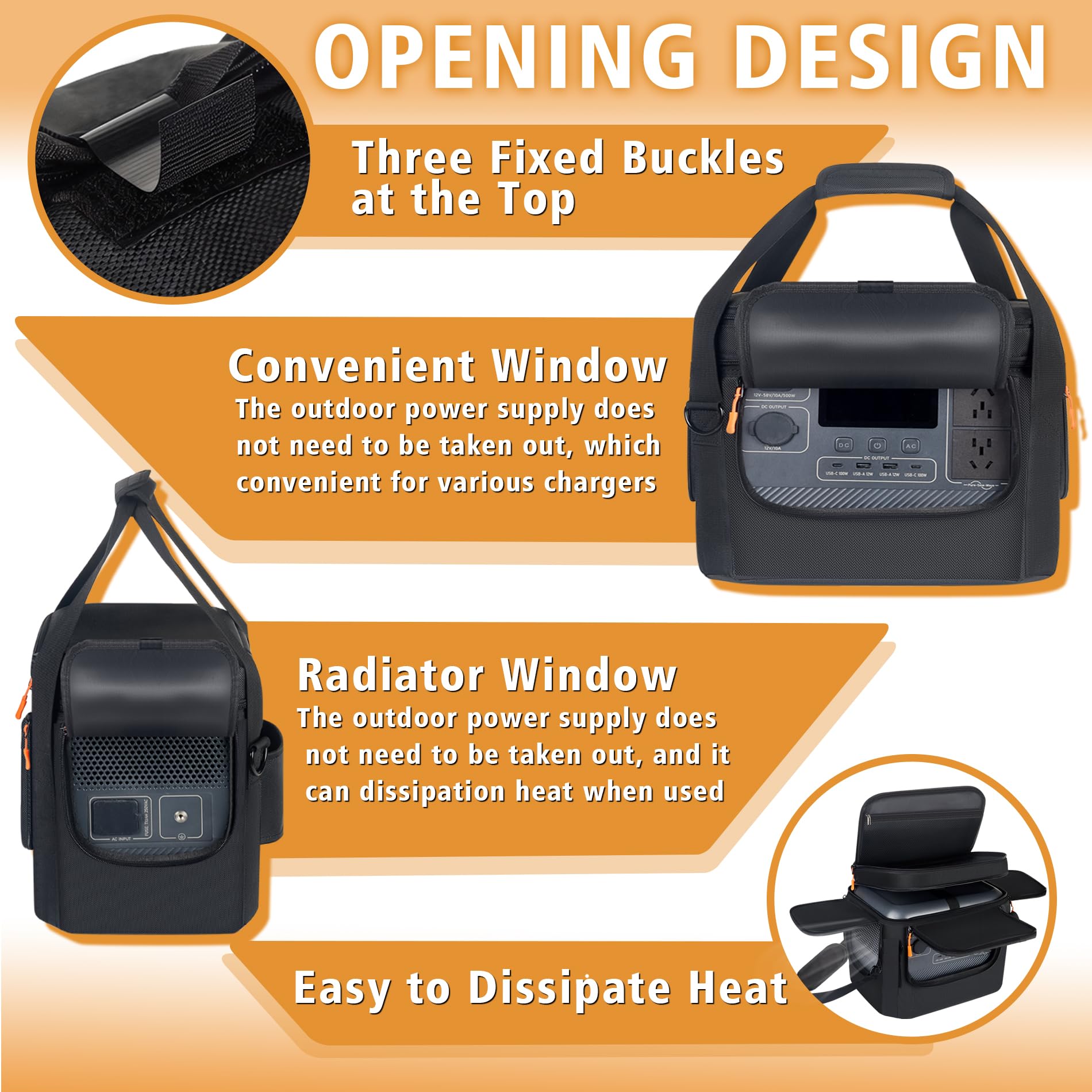 Portable Carrying Bag Compatible with BLUETTI Elite 100 V2/AC70/AC70P& Jackery Explorer 1000 V2/1000，Power Station Storage Case for Accessories & Solar Generator，Adjustable Shoulder Strap（Only Bag） - 5