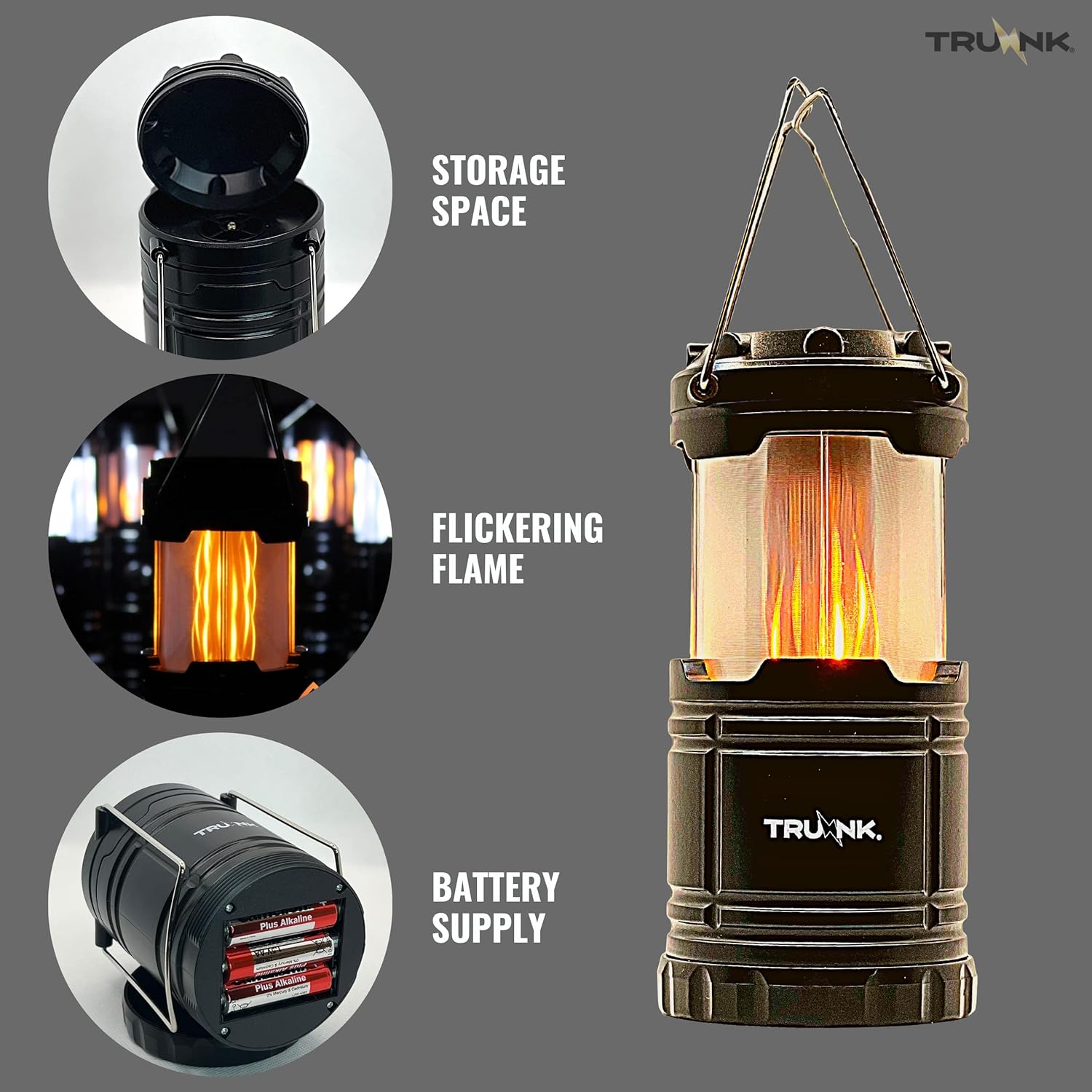Truhnk Dual Mode Portable Led Camping Lantern-Super Bright White and Flame Light. Ideal for Emergencies, Storms, Hurricanes and Power Outages. Candle Light Effect (Pack of 1 with Batteries Included) : Tools & Home Improvement