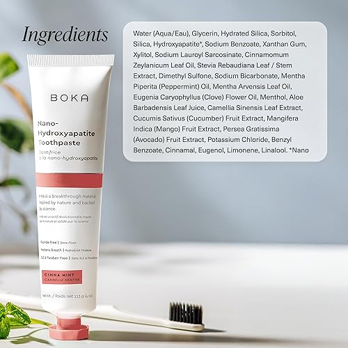 Miniatura 101 de Boka Pasta de dientes sin flúor, pasta de dientes nano hidroxiapatita, adecuada para dientes sensibles, para adultos y niños, cuidado bucal