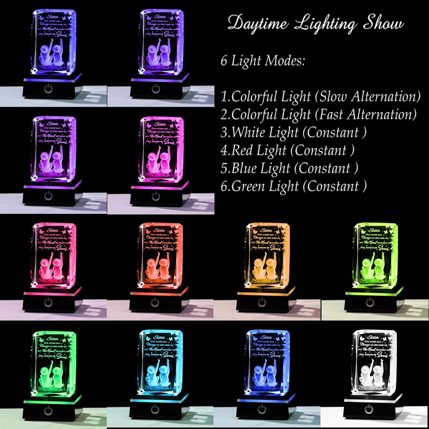 Movdyka Sisters Birthday Gifts from Sister - Crystal Engraved Keepsake with Led Base - Big Bestie Present for Girls Soul Gifts for Women - Best Unique Gifts On Christamas Mothers Valentines - Image 3