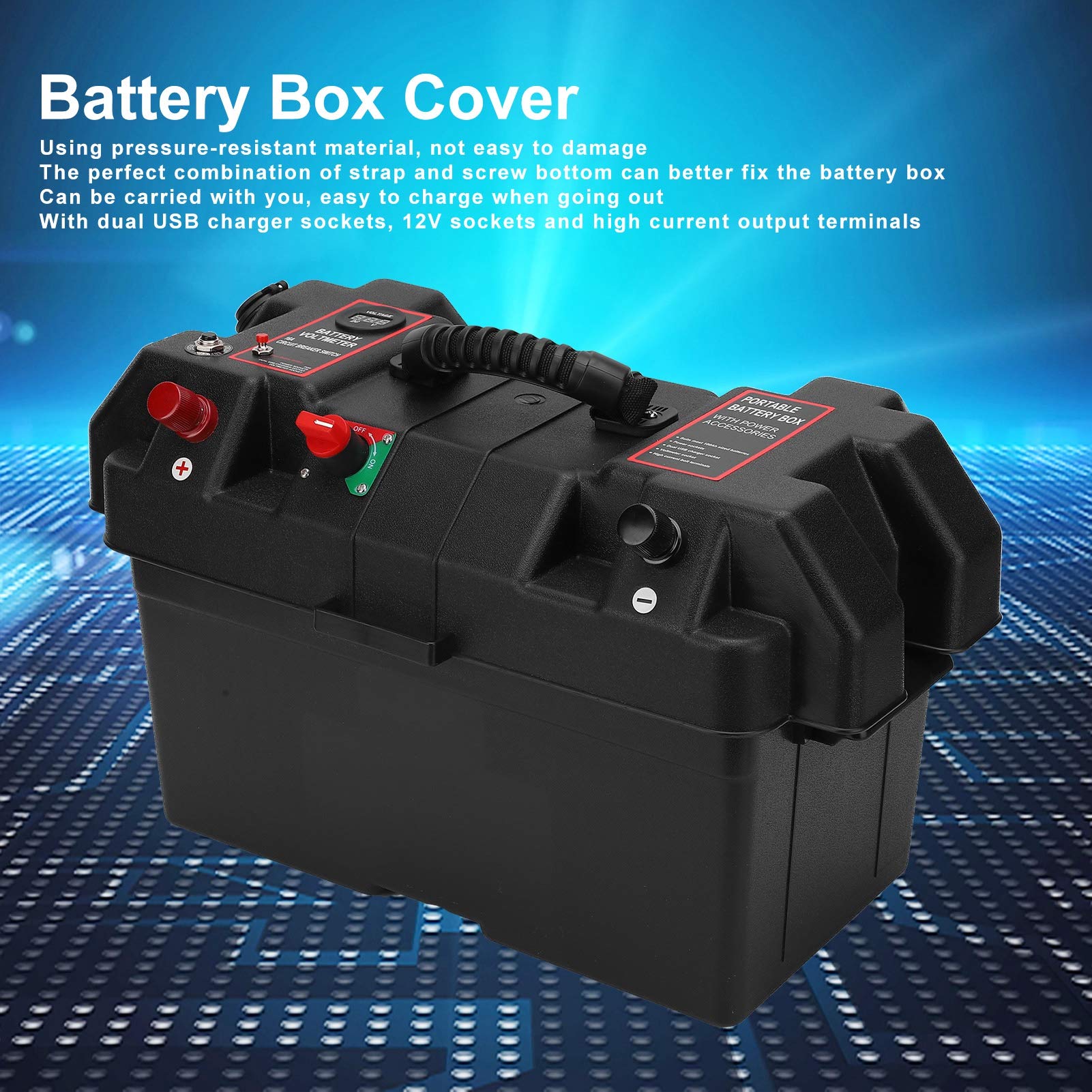 Smart -Batterie -Box 12V, Batteriekasten mit USB -Steckdosen Batteriekastenabdeckung Multi -Funktion mit USB -Netzteilsspannungs -Sockel Batteriekasten für Outdoor -Autoladungen
