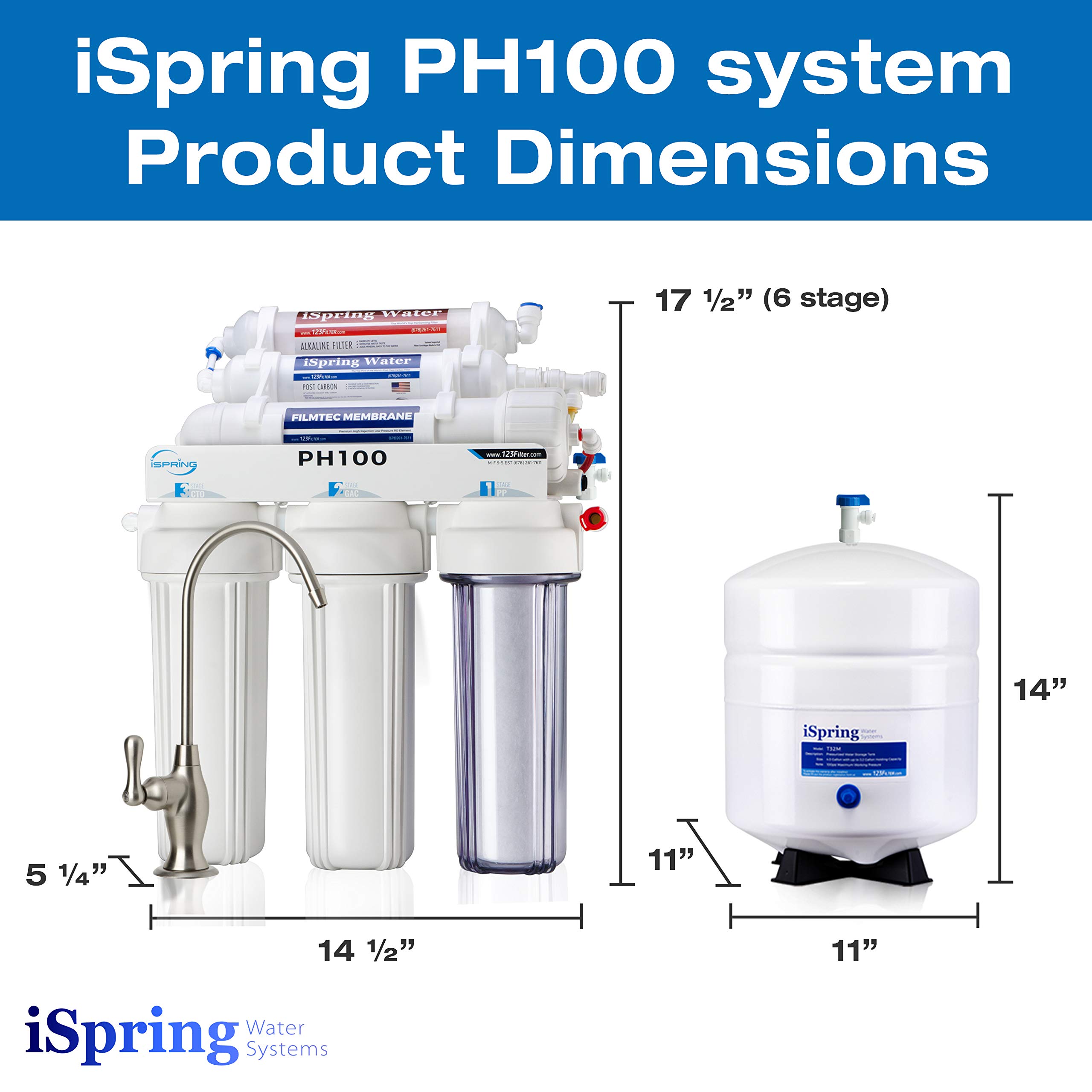 Buy iSpring PH100 pH+ 6Stage Under Sink Reverse Osmosis RO Drinking