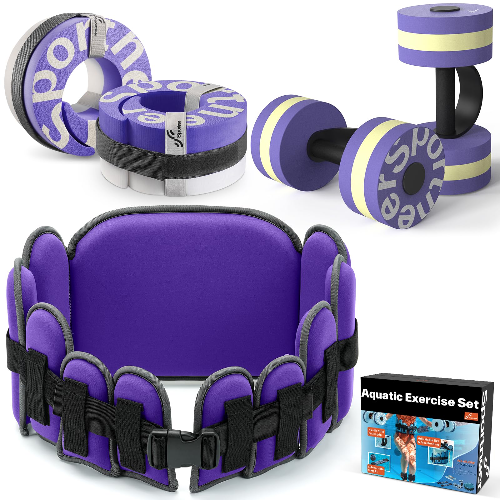 Sportneer Water Aerobics Pool Exercise Equipment Combo Set: High