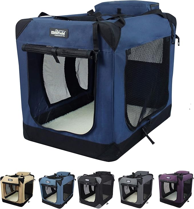 EliteField 3Door Folding Soft Dog Crate with Carrying Bag
