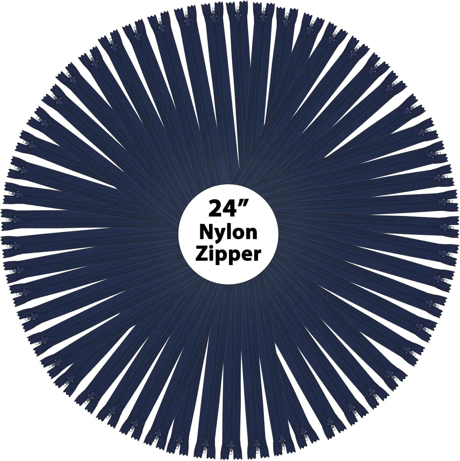 Mandala Crafts 60 PCs Navy Blue Nylon Zippers for Sewing 24 Inch - Zippers Replacement Sewing Supplies in Bulk for Tailor, Clothing Repair, and DIY Projects